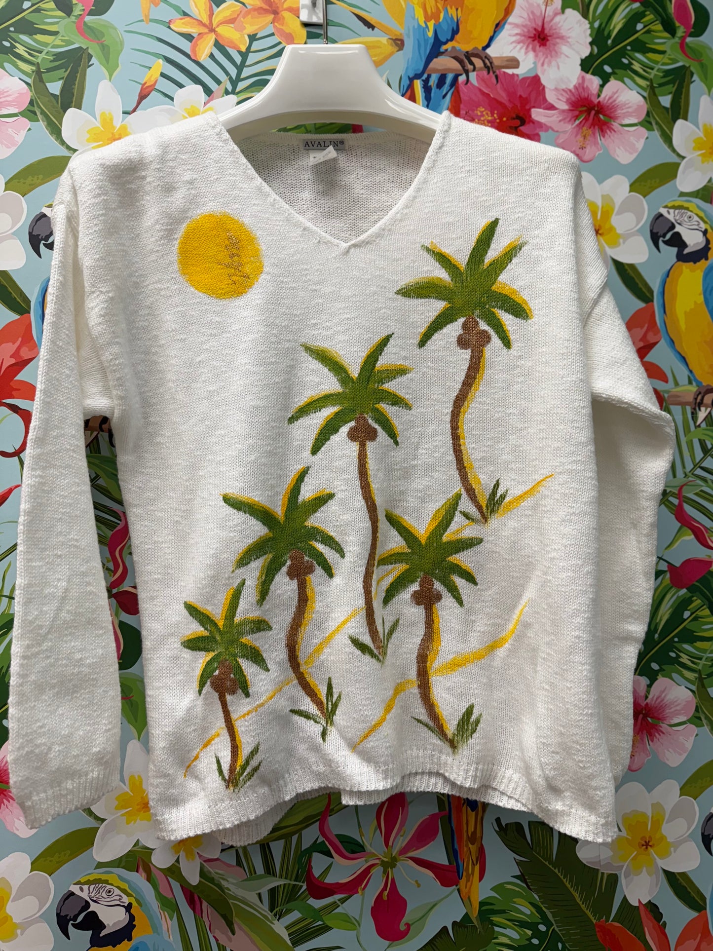 Peg Painted 5 Palm Party Sweater