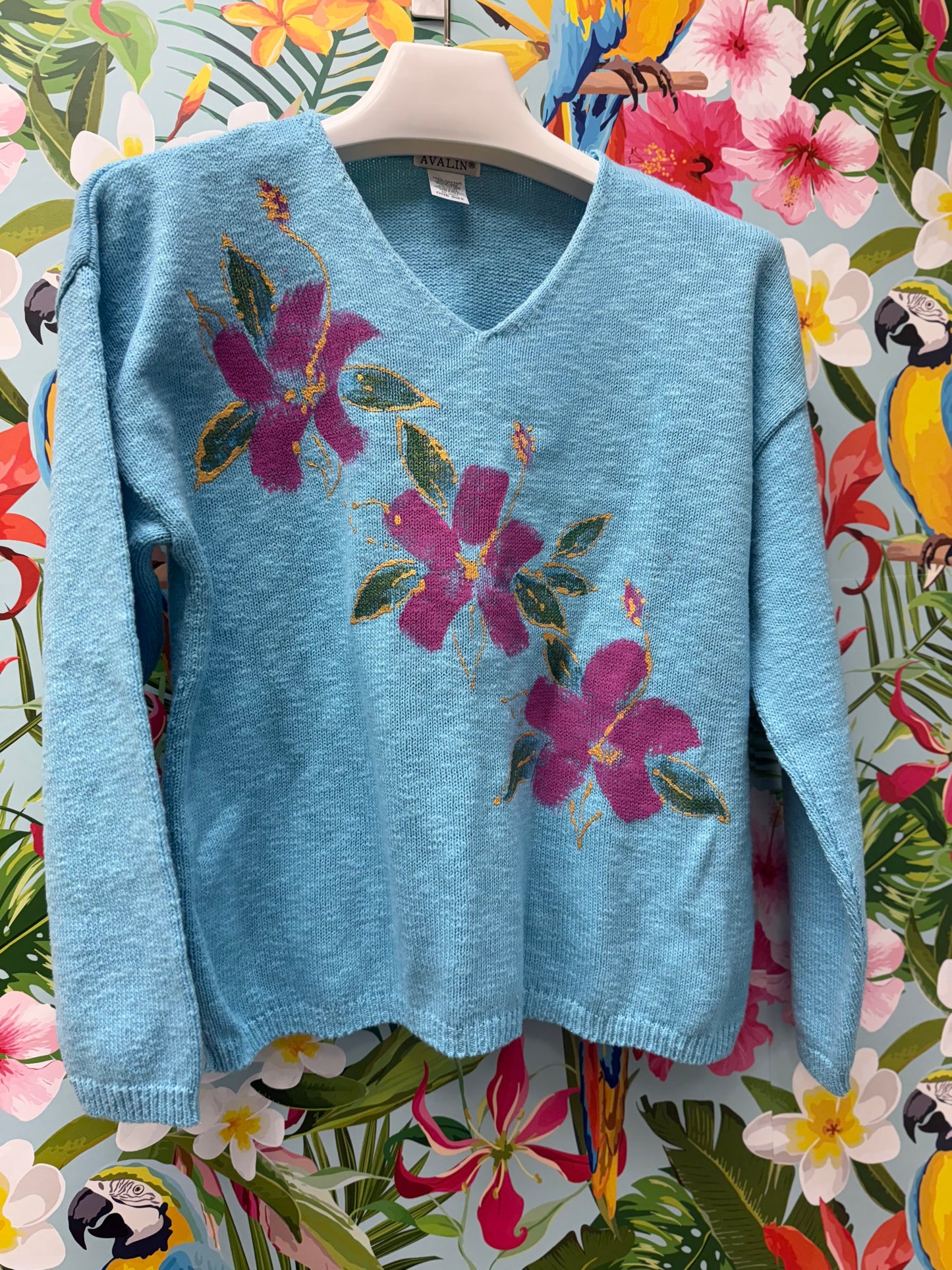Peg Painted Hibiscus Trio Sweater