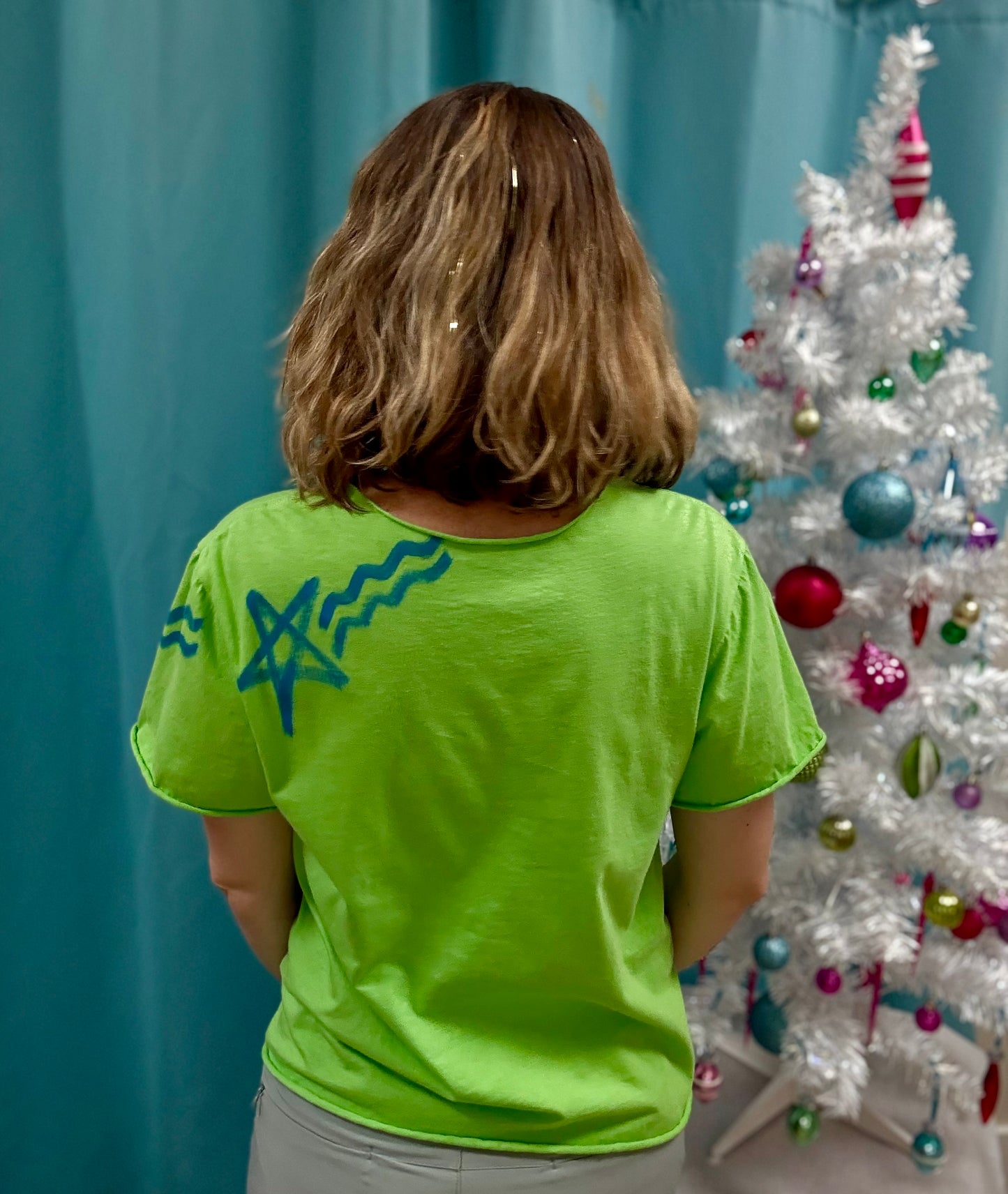 Jackie Ludtke Painted Meowy Christmas Top