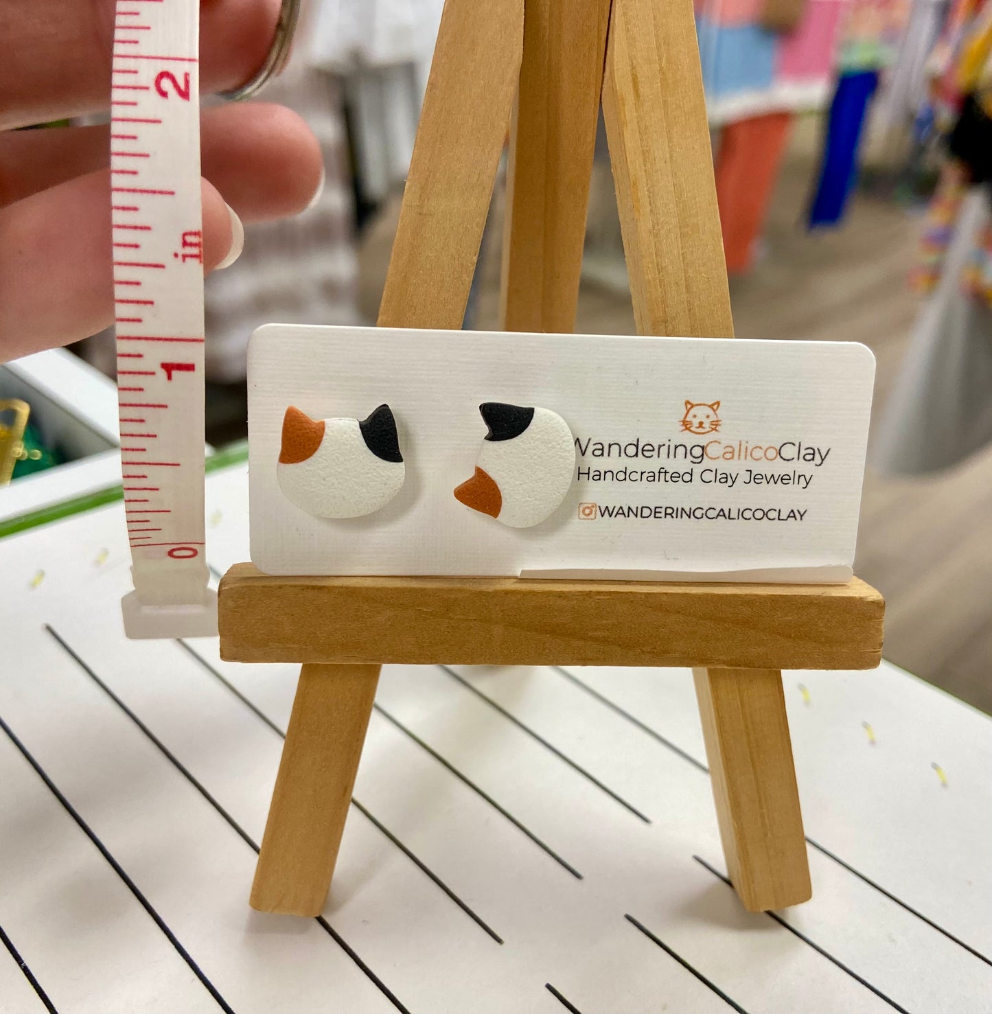 Wandering Calico Clay Cat Stud Earrings