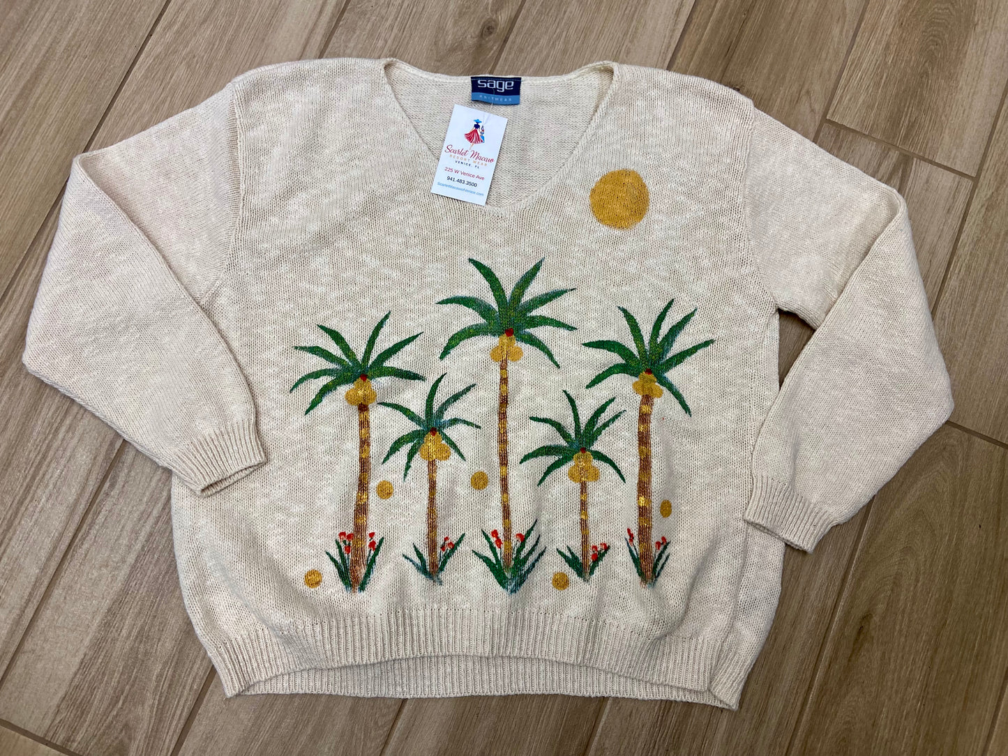Peg Painted 5 Palm Party Sweater