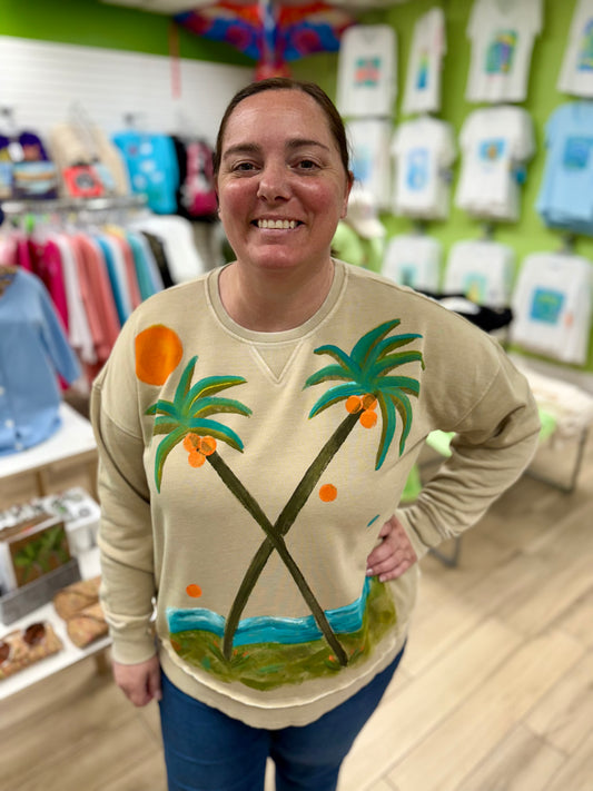 Peg Painted Twin Palms Sweatshirt