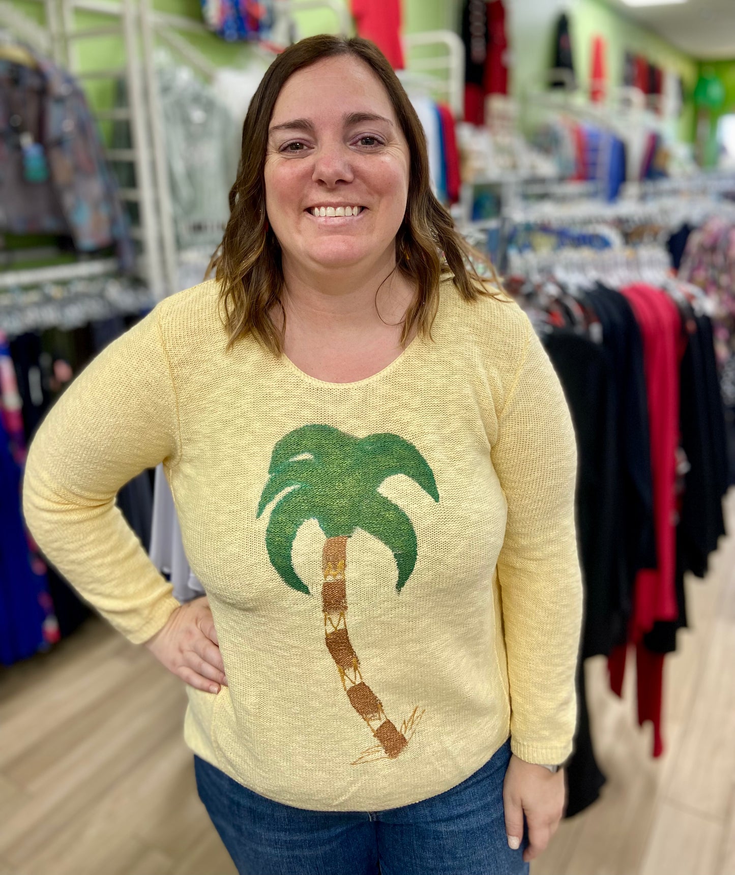 Peg Painted Simple Palm Sweater