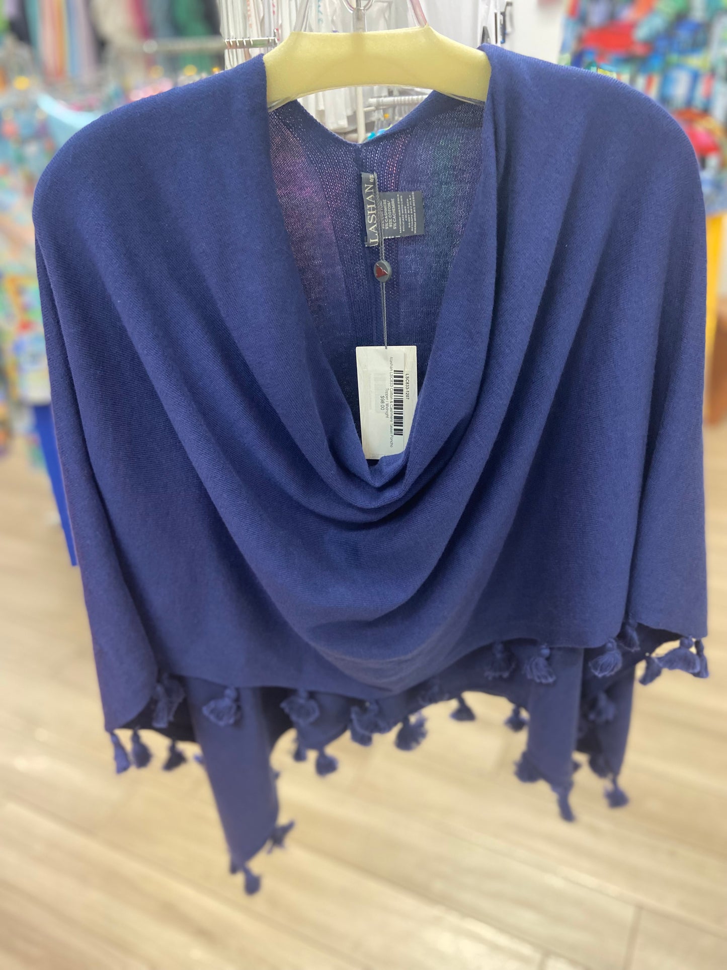 Alashan LSC833 Cotton & Cashmere Tassel Poncho Topper