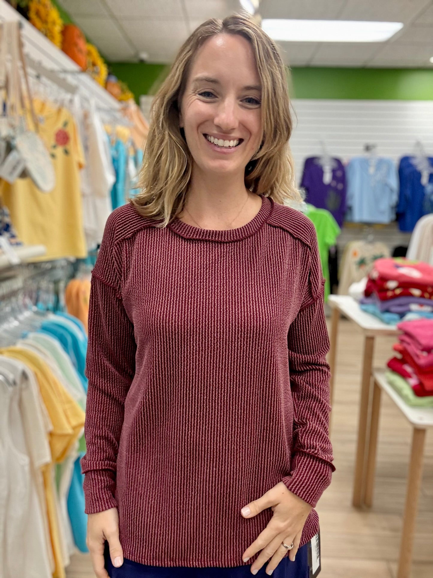 7th Ray T5403 Long Sleeve Corded Top