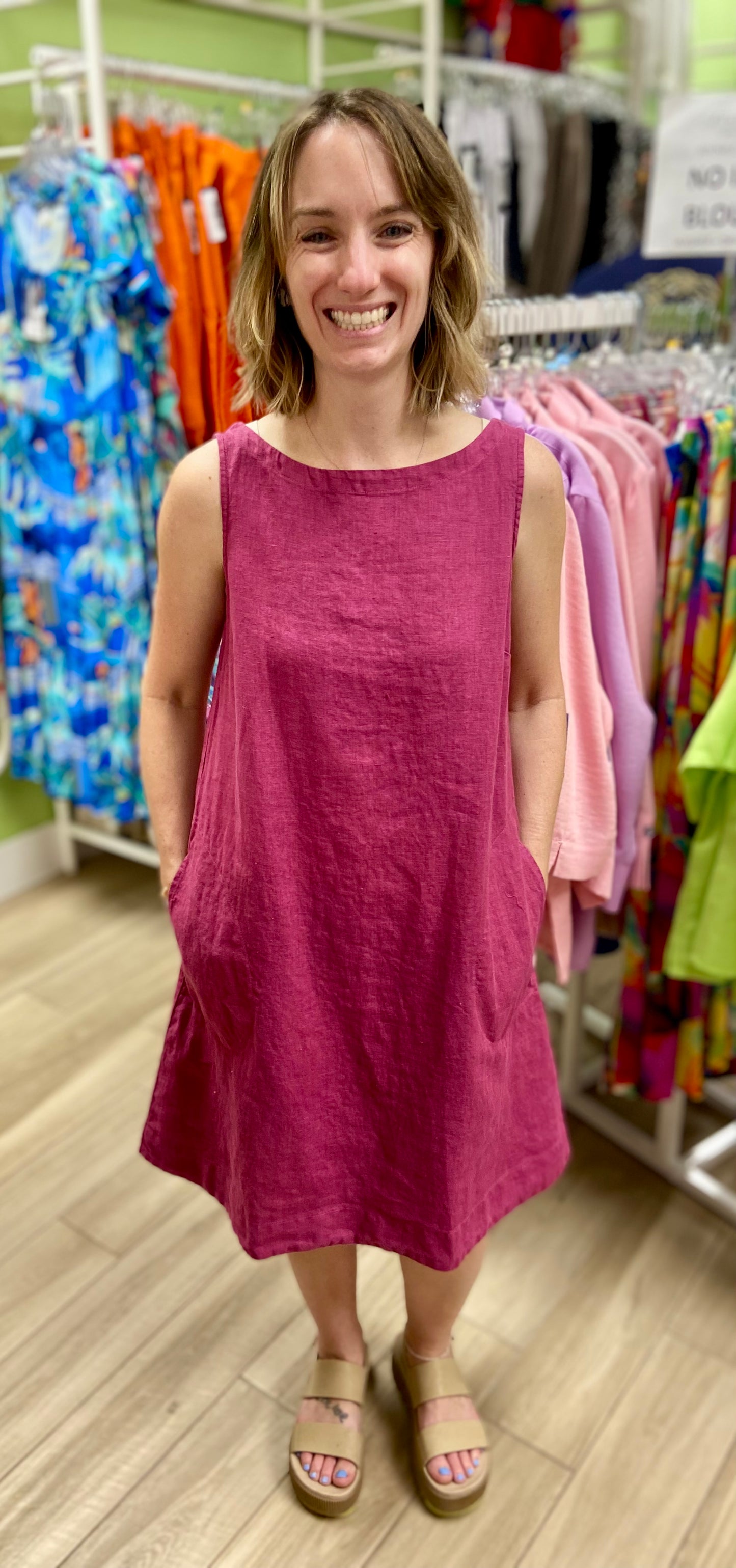 Cut Loose 4400337 Linen Shift Dress