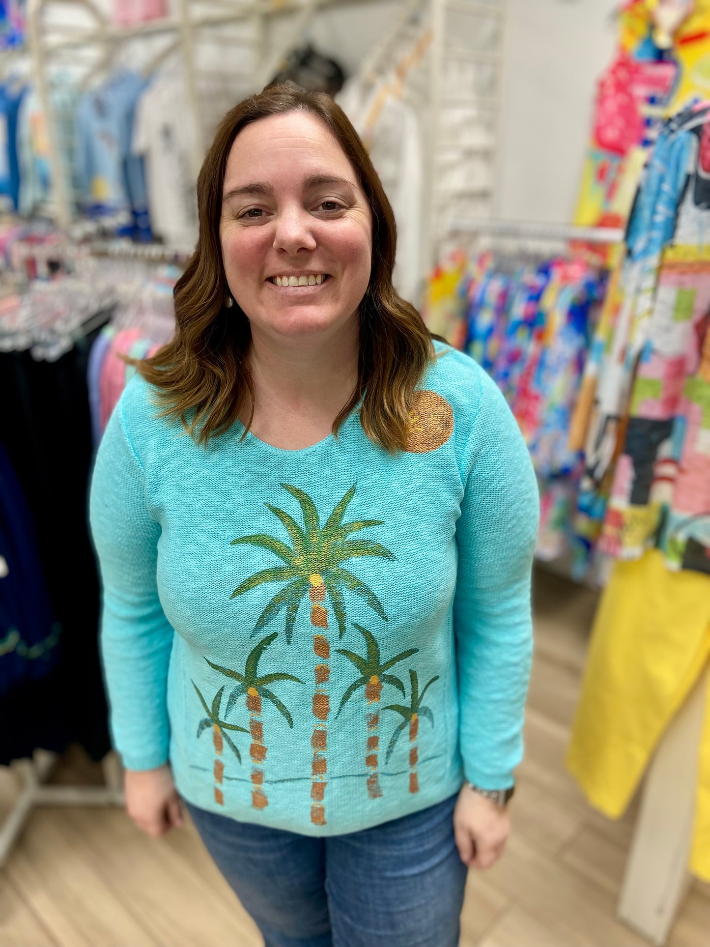 Peg Painted 5 Palm Party Sweater