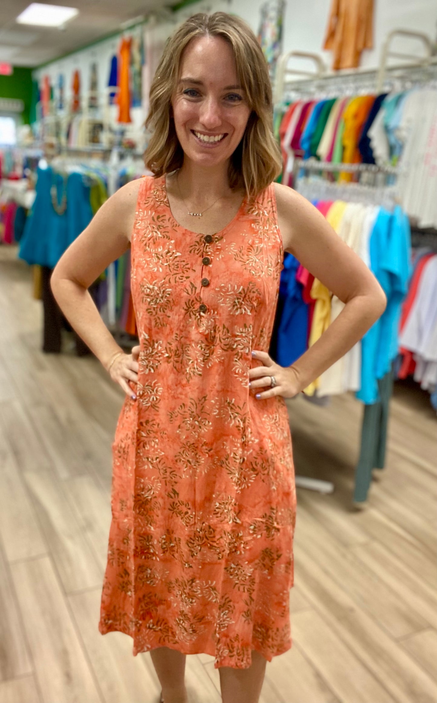 Lost River 1059 Button Neck Dress