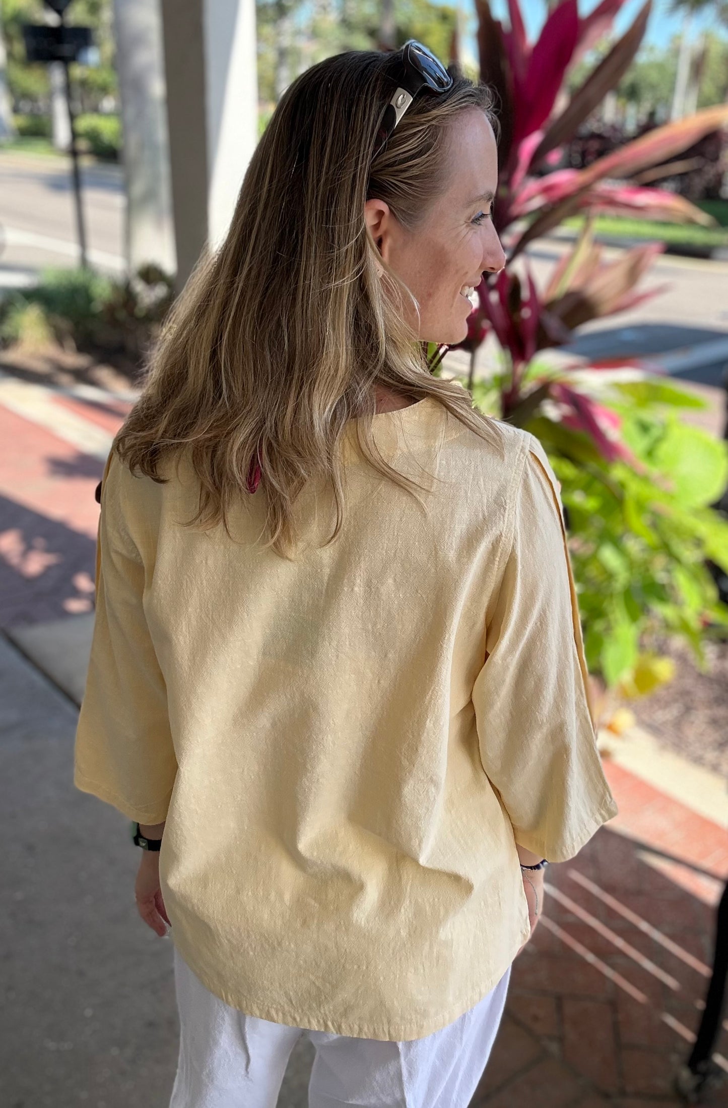 Sea Breeze 0112 Button Sleeve Pocket Top