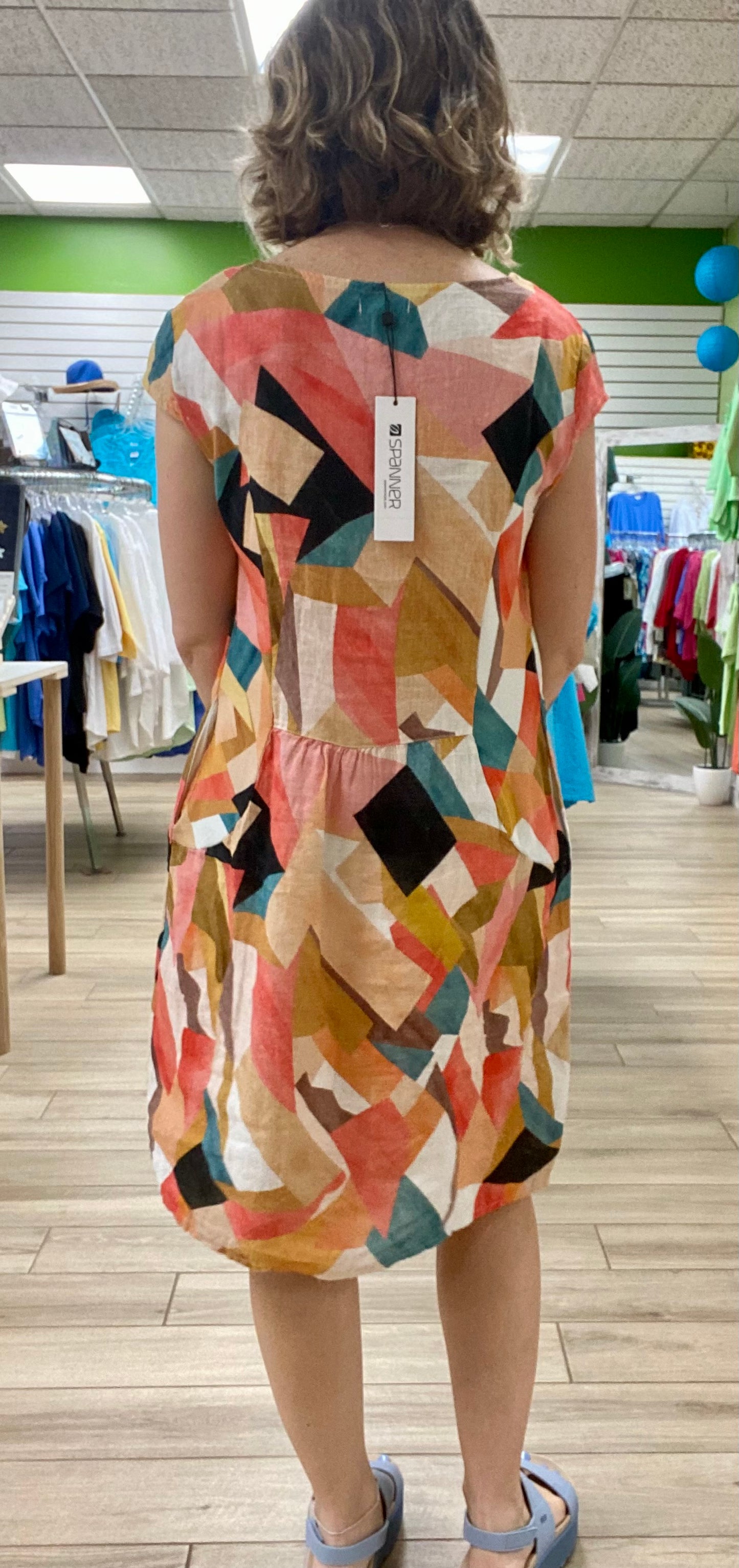 Spanner 225115 Geo Print Linen Dress