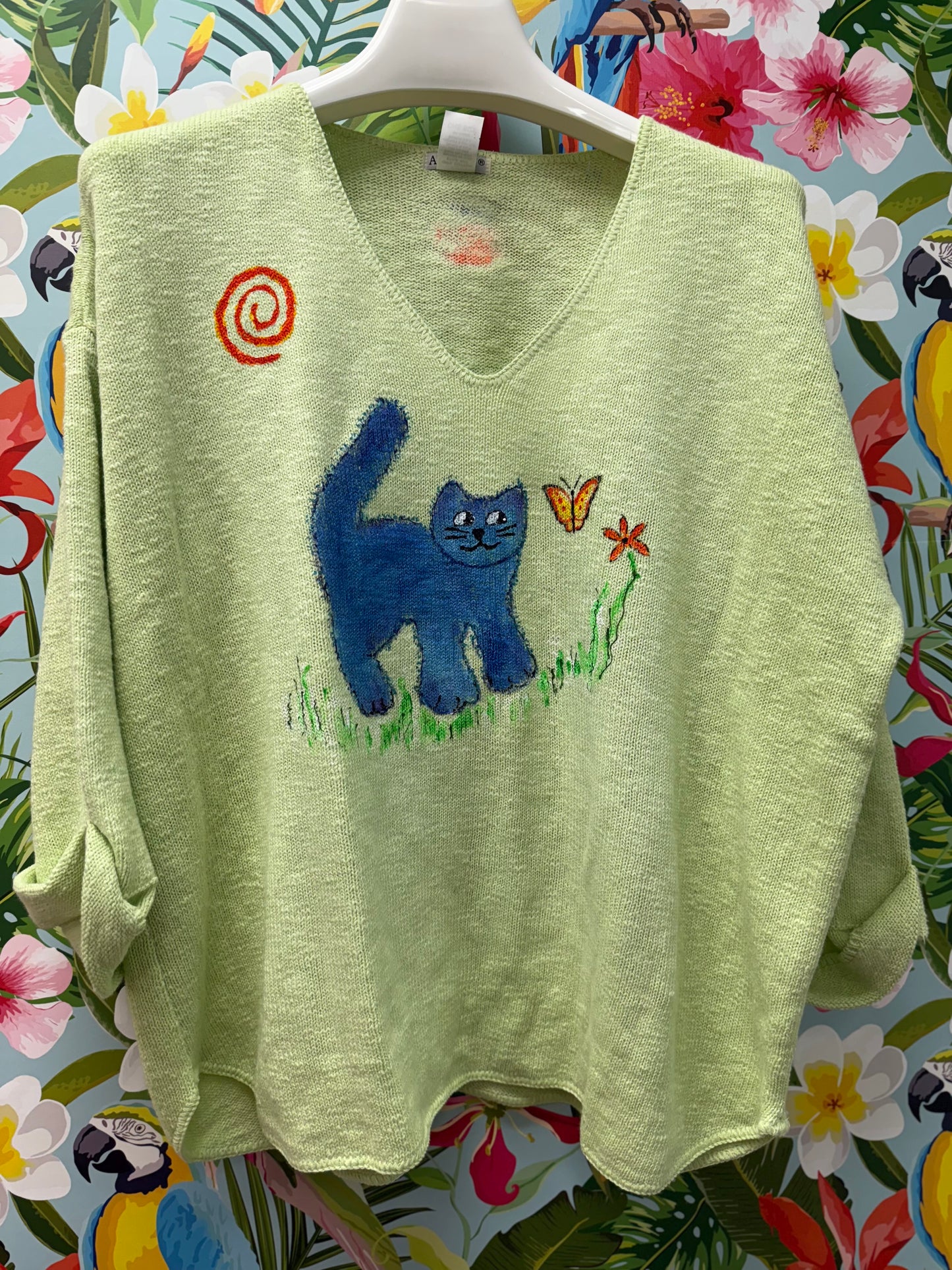 Rosamund Merrill Field of Dreams Cat Painted Sweater