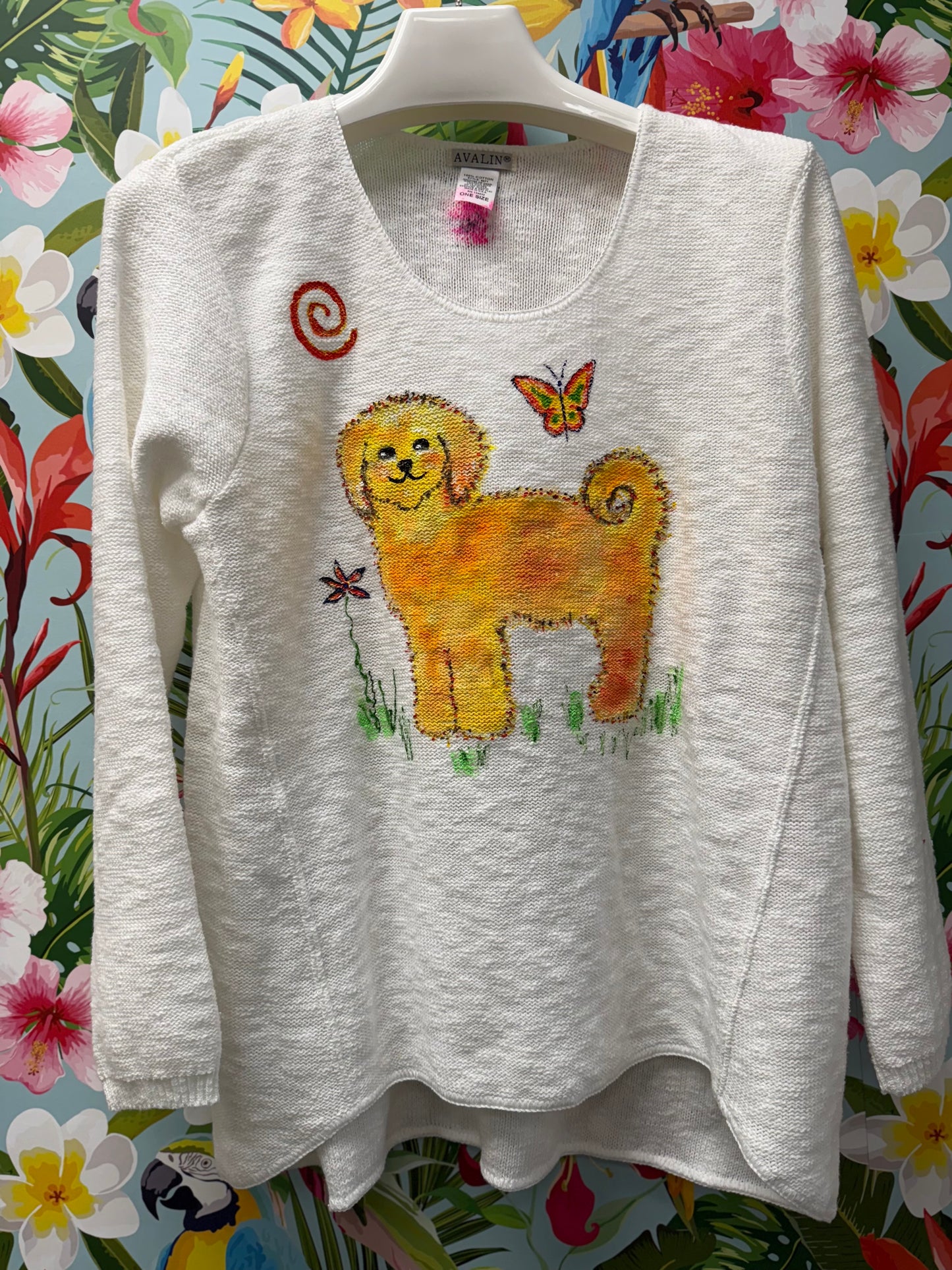 Rosamund Merrill Field of Dreams Dog Painted Sweater