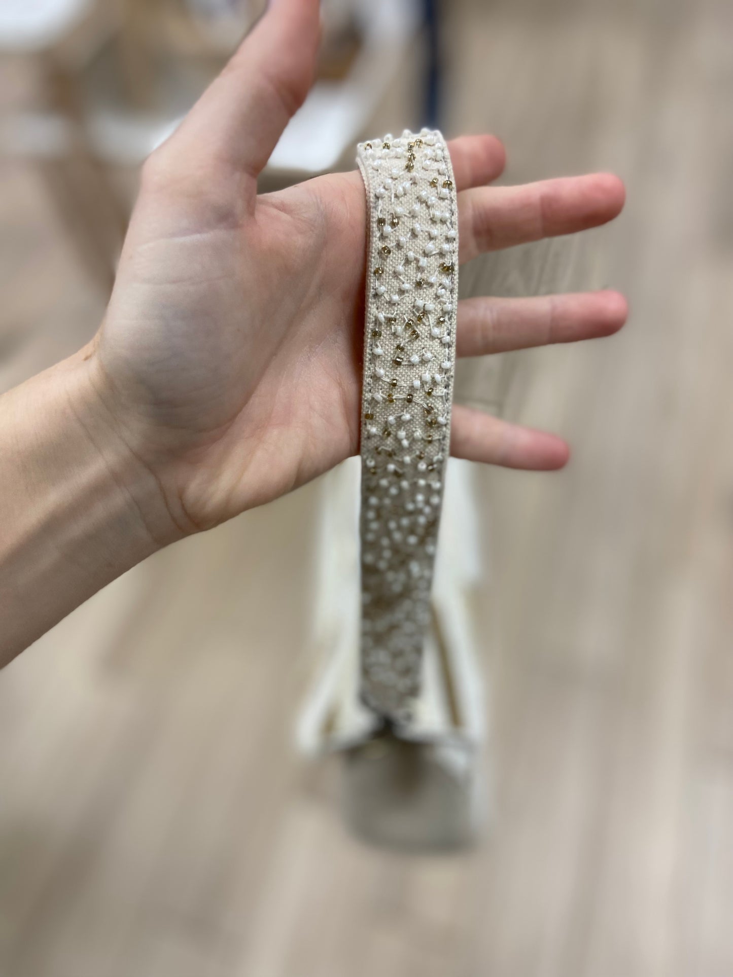 A & B Neutrals Beaded Bag