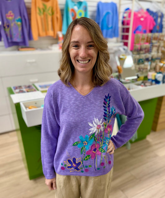 Peg Painted Wild Flower Fun Sweater
