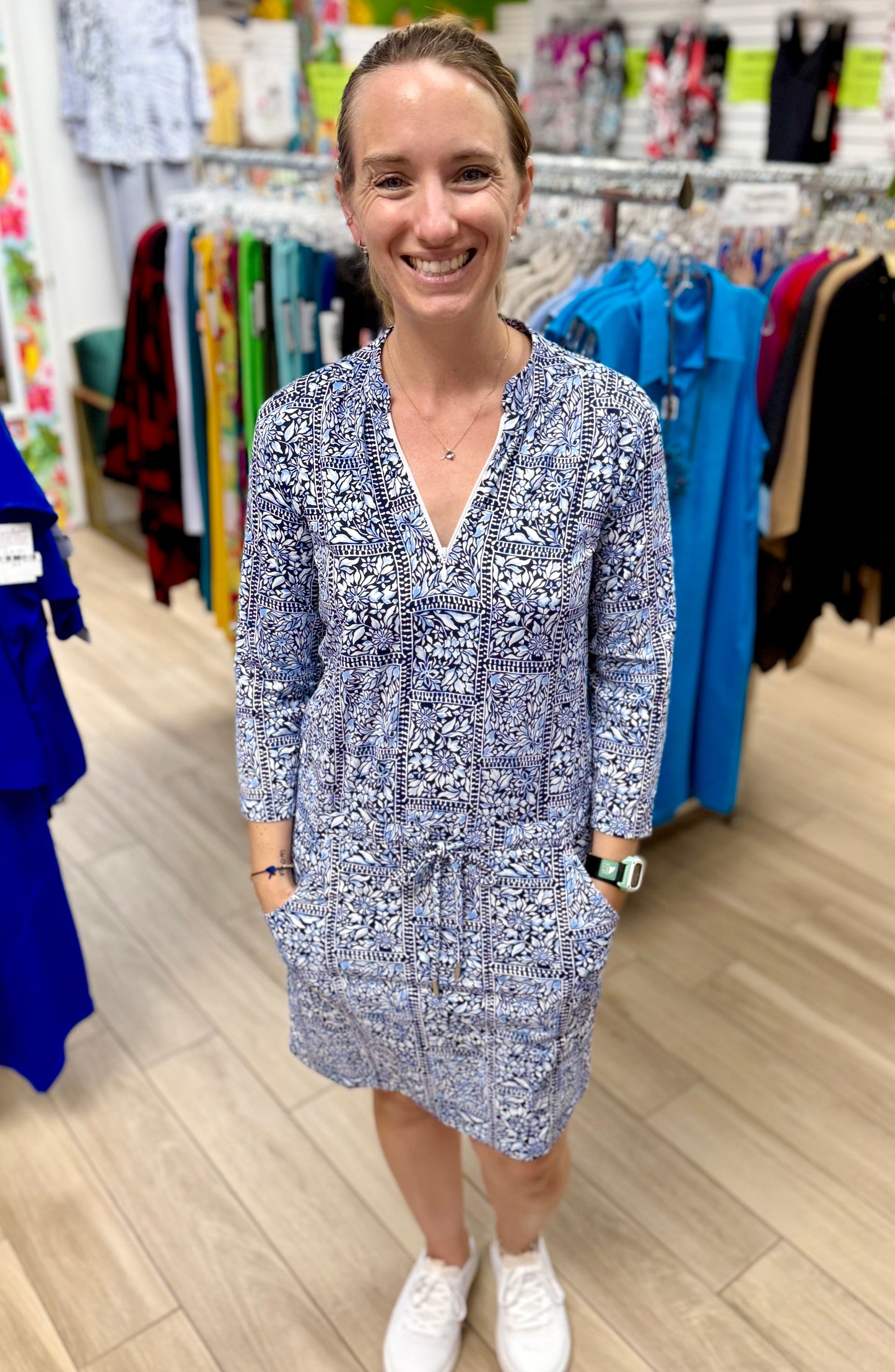 Ibkul 49000 UPF Tie Waist Dress