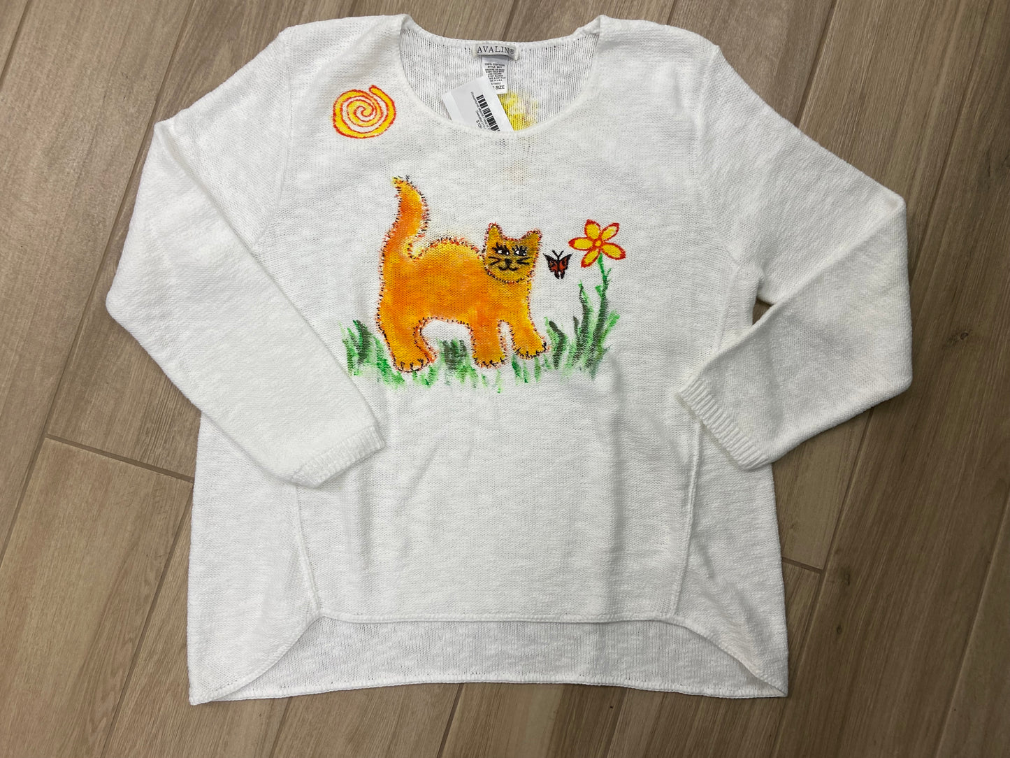 Rosamund Merrill Field of Dreams Cat Painted Sweater