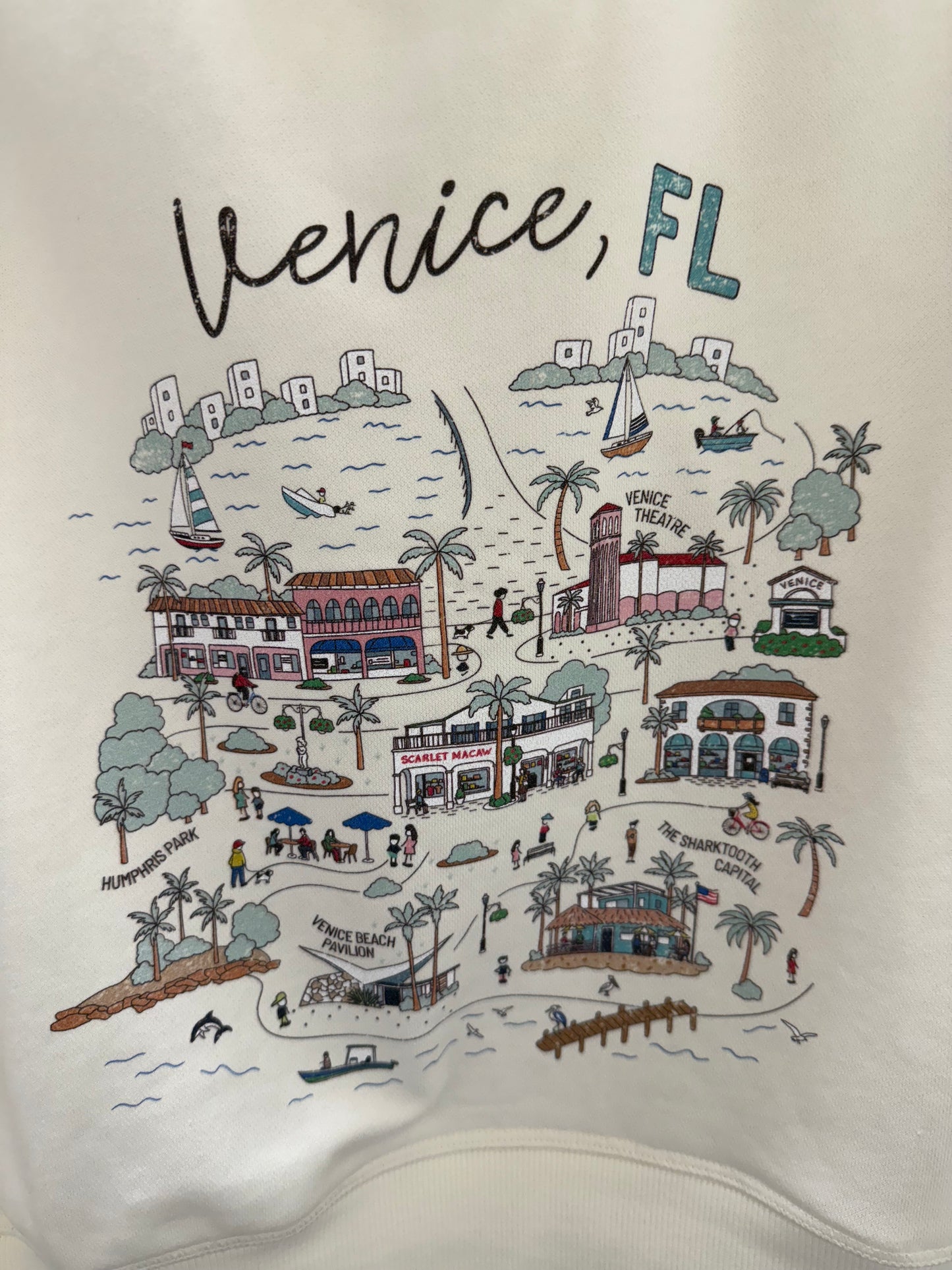 Boat House Venice Doodle Crop Sweatshirt