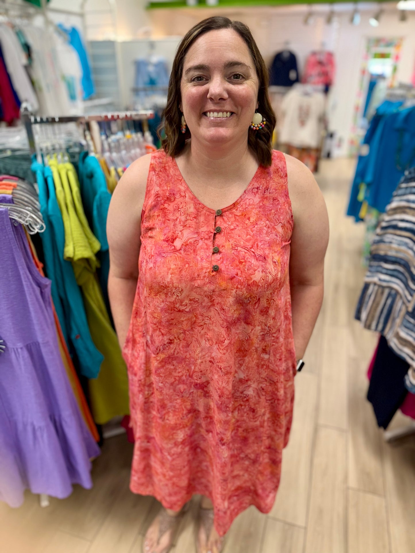 Lost River 1059 Button Neck Dress