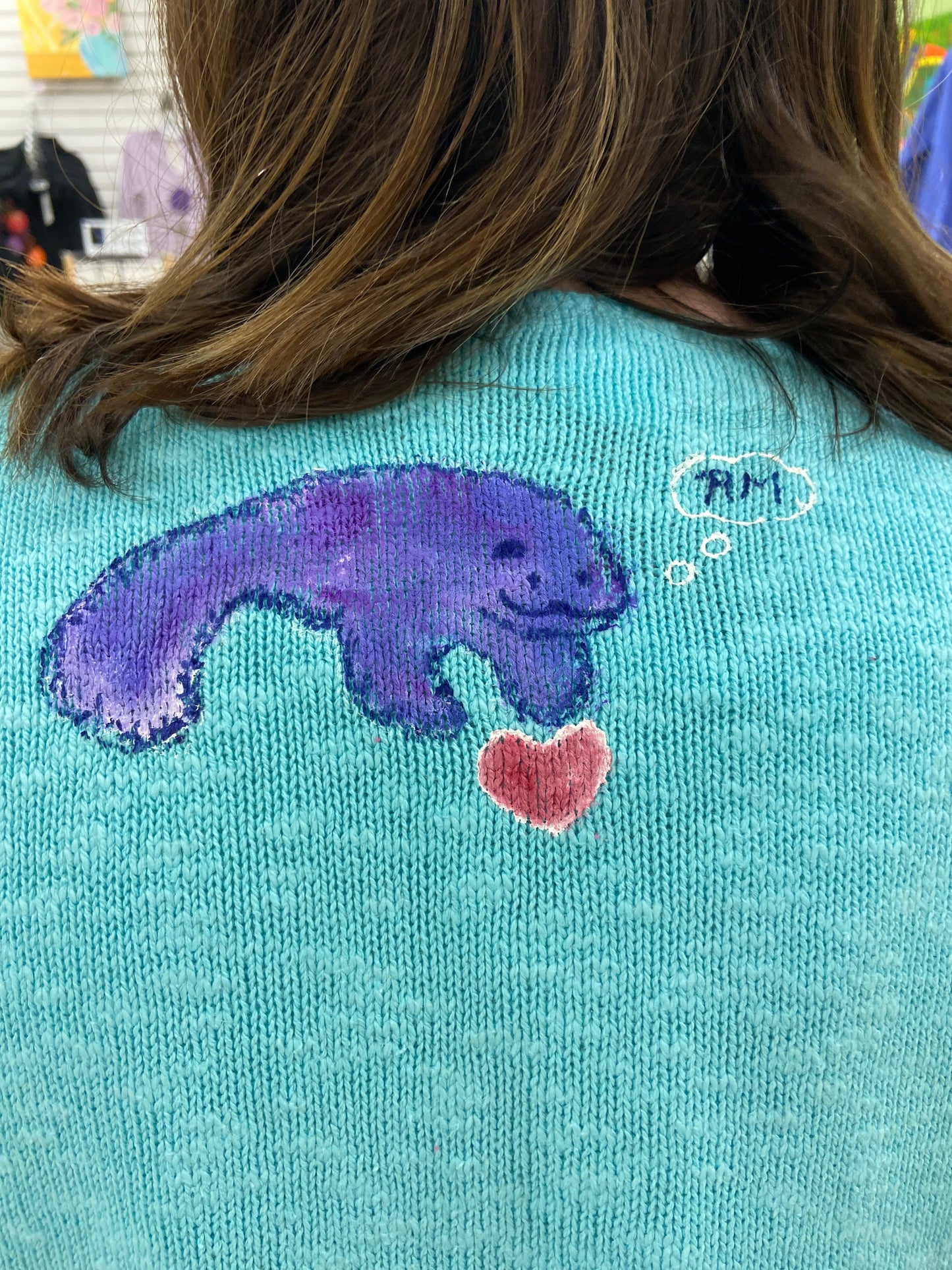 Rosamund Merrill Manatee Momma Painted Sweater