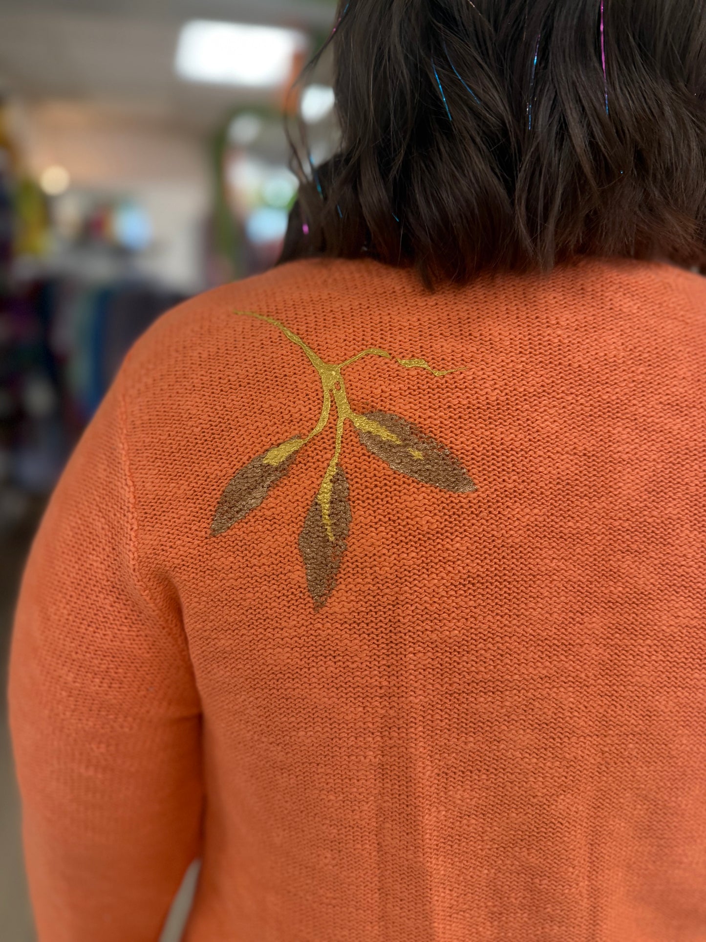 Peg Painted Tangerine Floral Trio Sweater