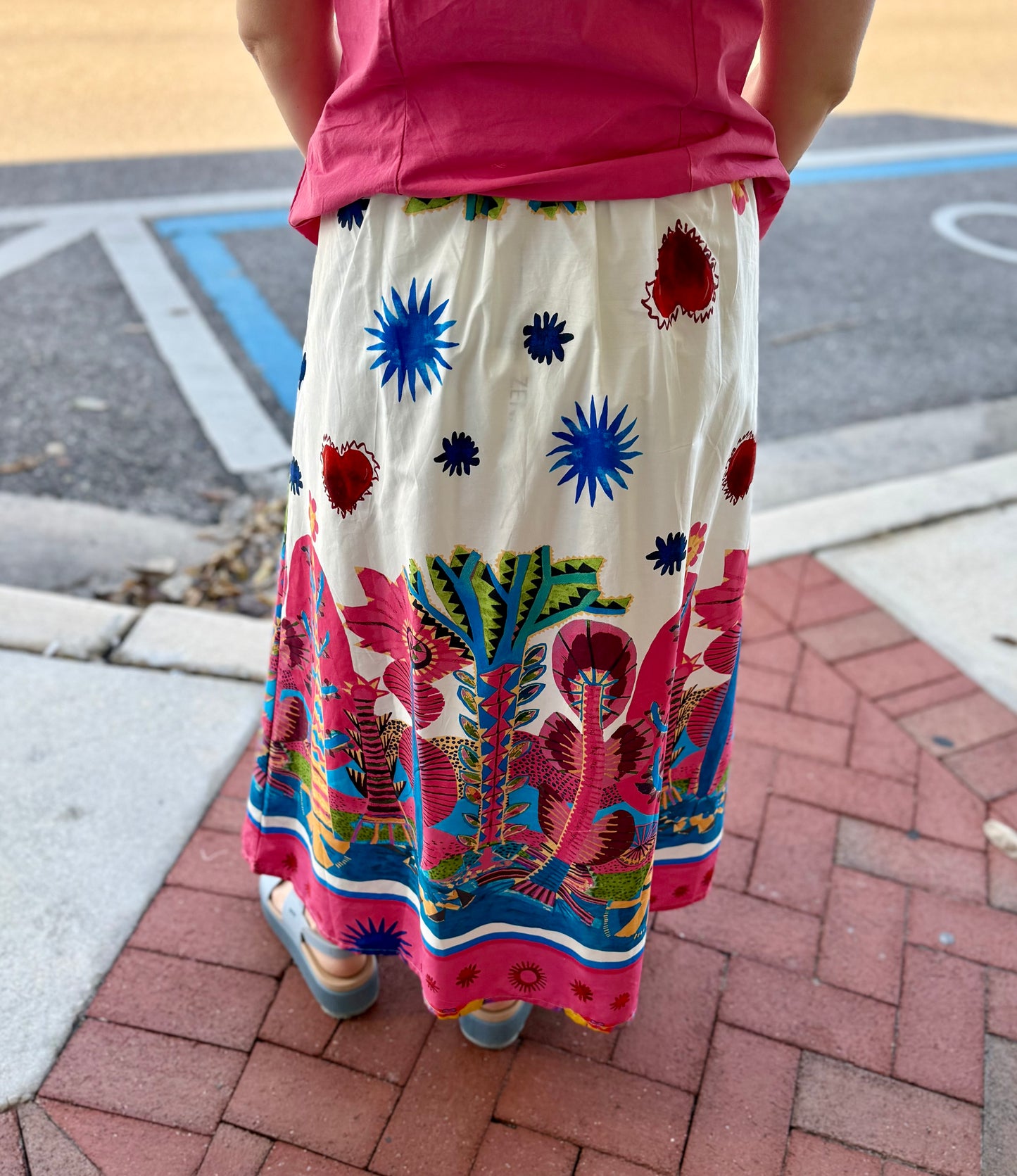 Zenara Woman ZF239 Fuchsia Print Maxi Skirt