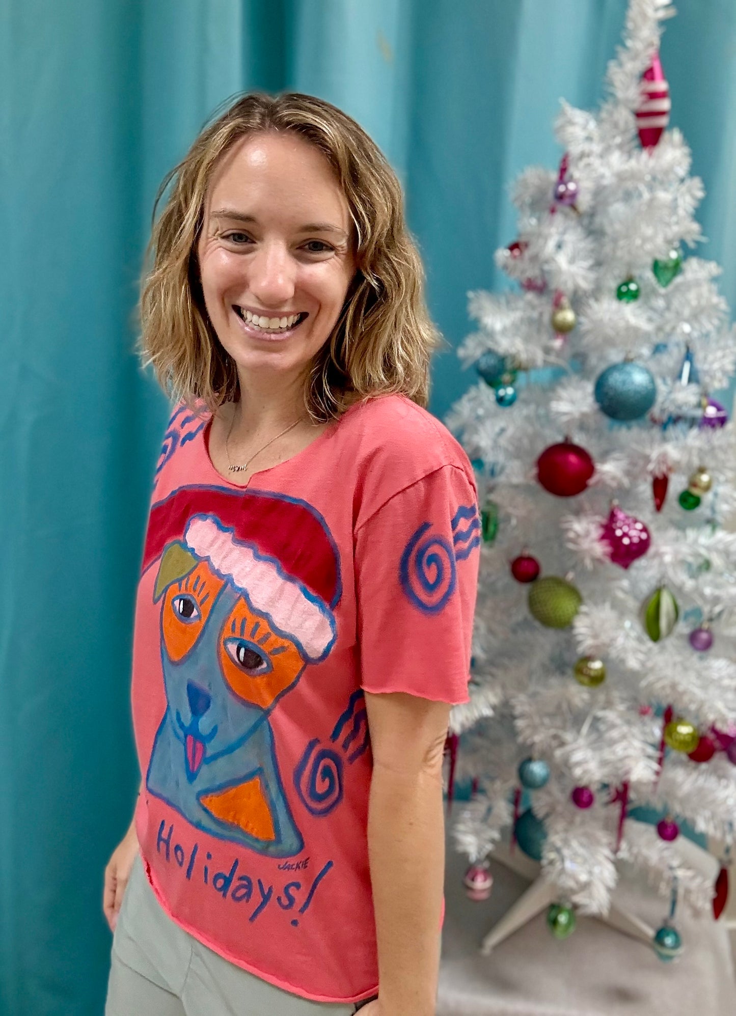 Jackie Ludtke Painted Yappy Holidays Dog