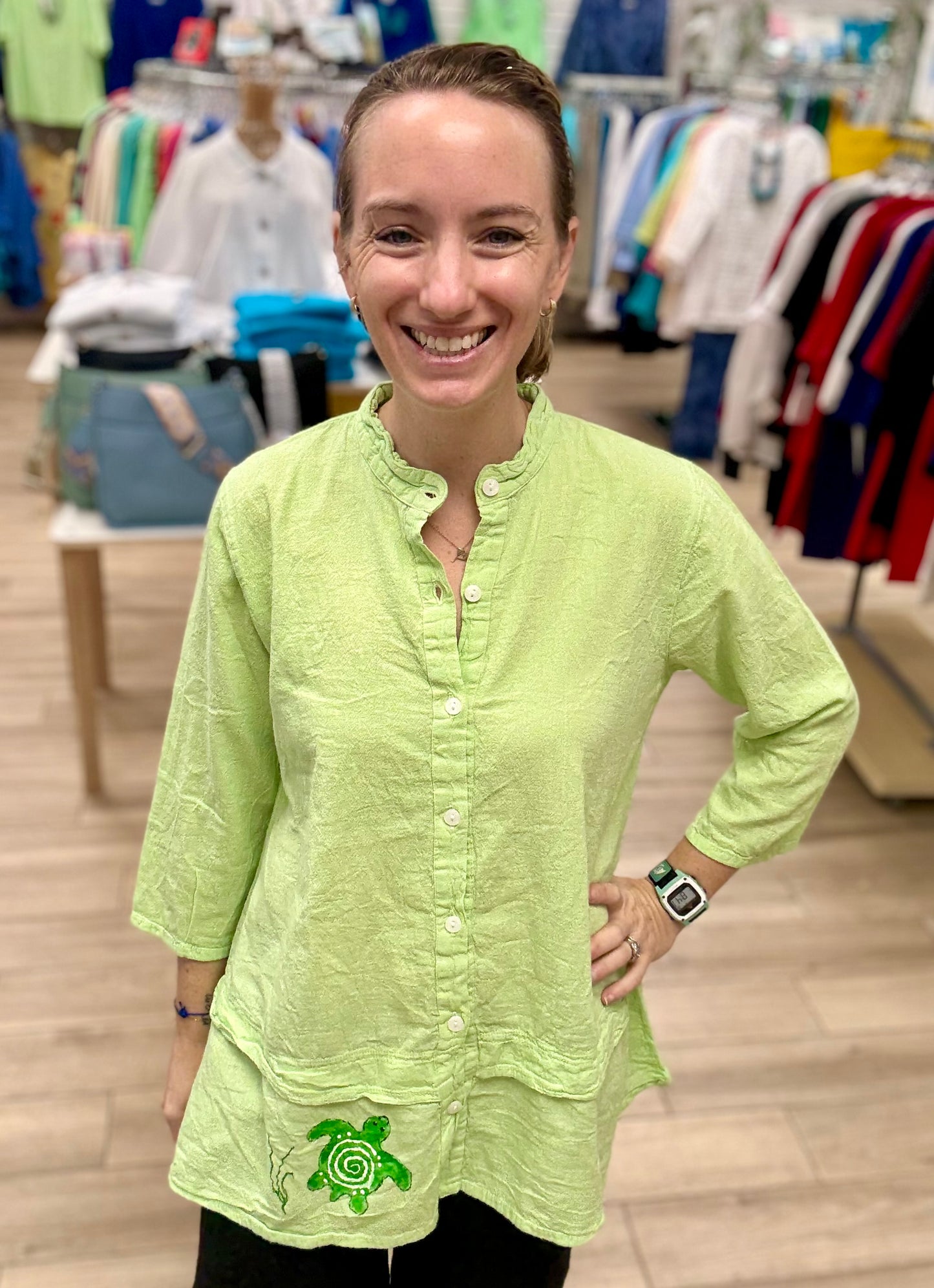 Rosamund Merrill 0808 Painted Sea Turtles Top