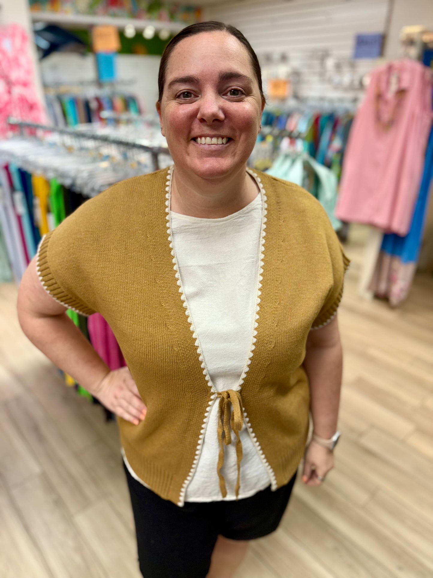 Urban Daisy Tie Front Vest