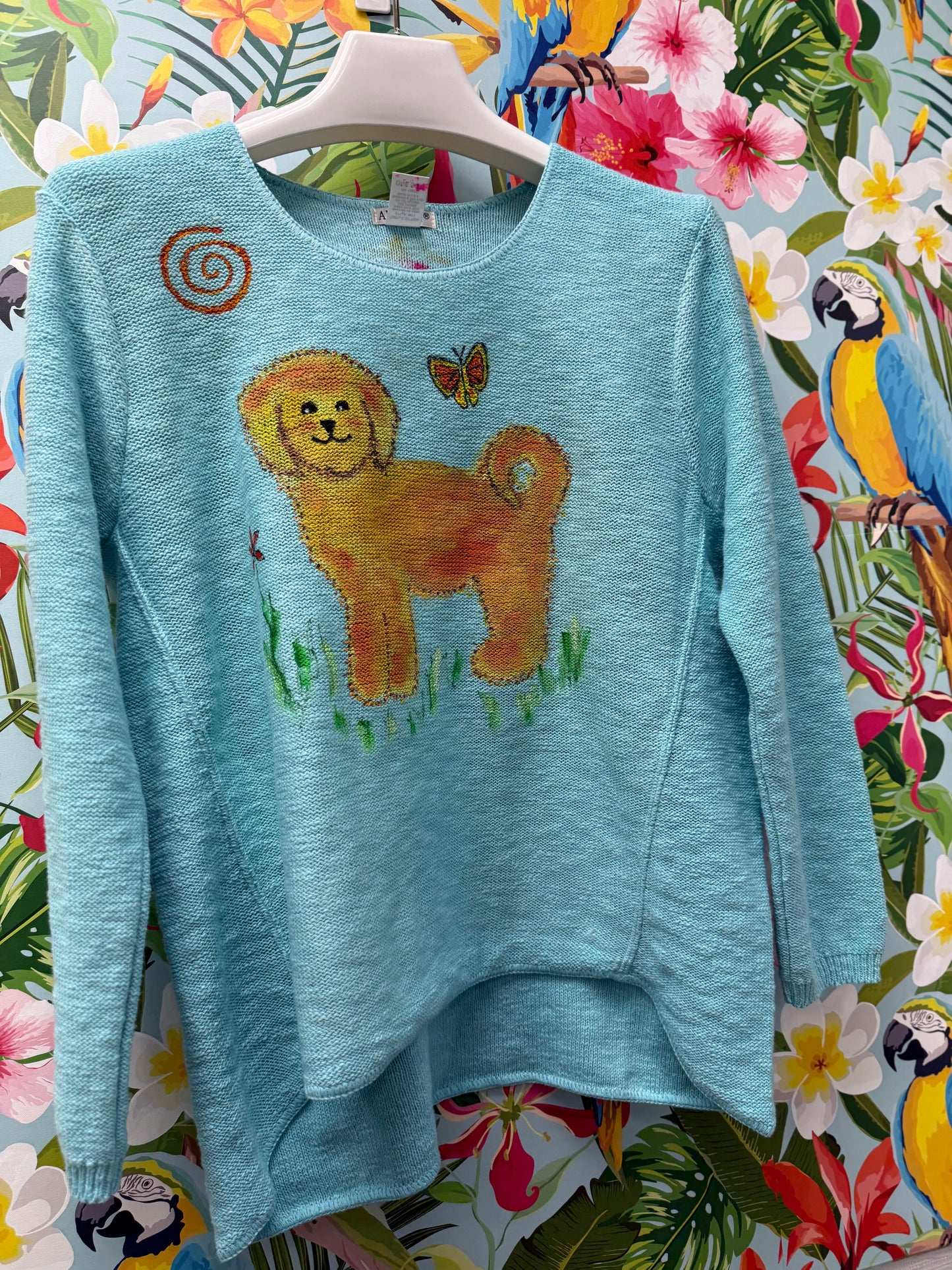 Rosamund Merrill Field of Dreams Dog Painted Sweater