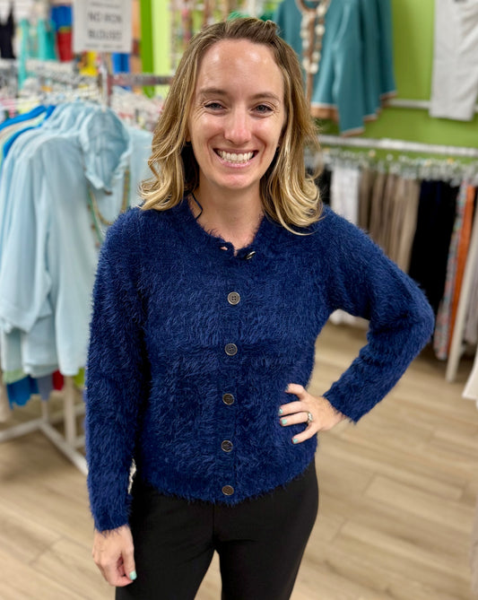 Marble 8028 Fuzzy Cardigan Sweater