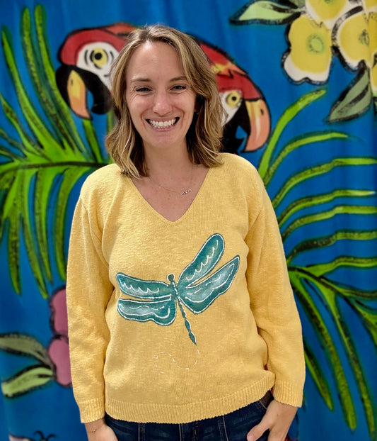 LisaLou Dragonfly Painted Sweater