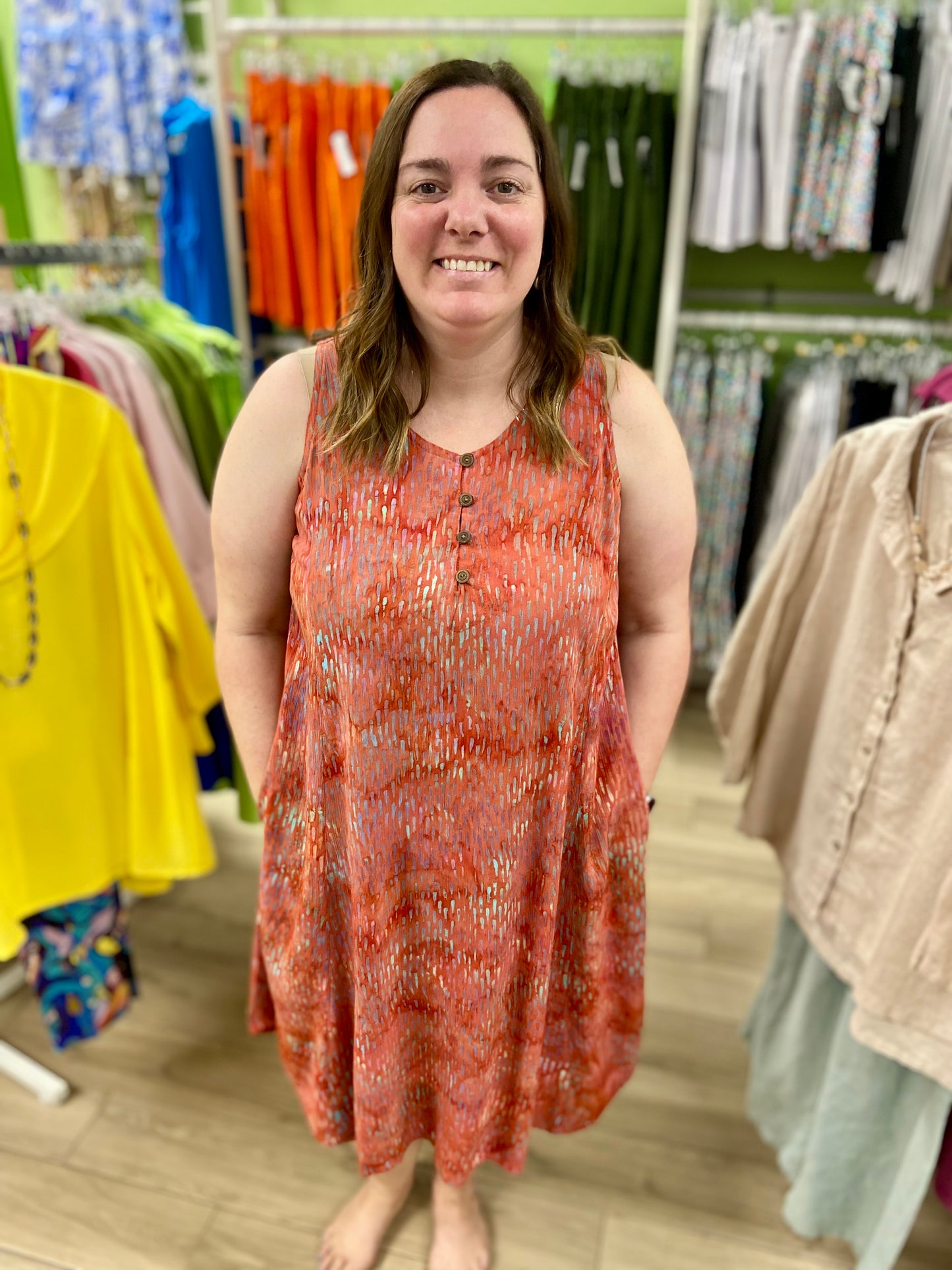 Lost River 1059 Button Neck Dress