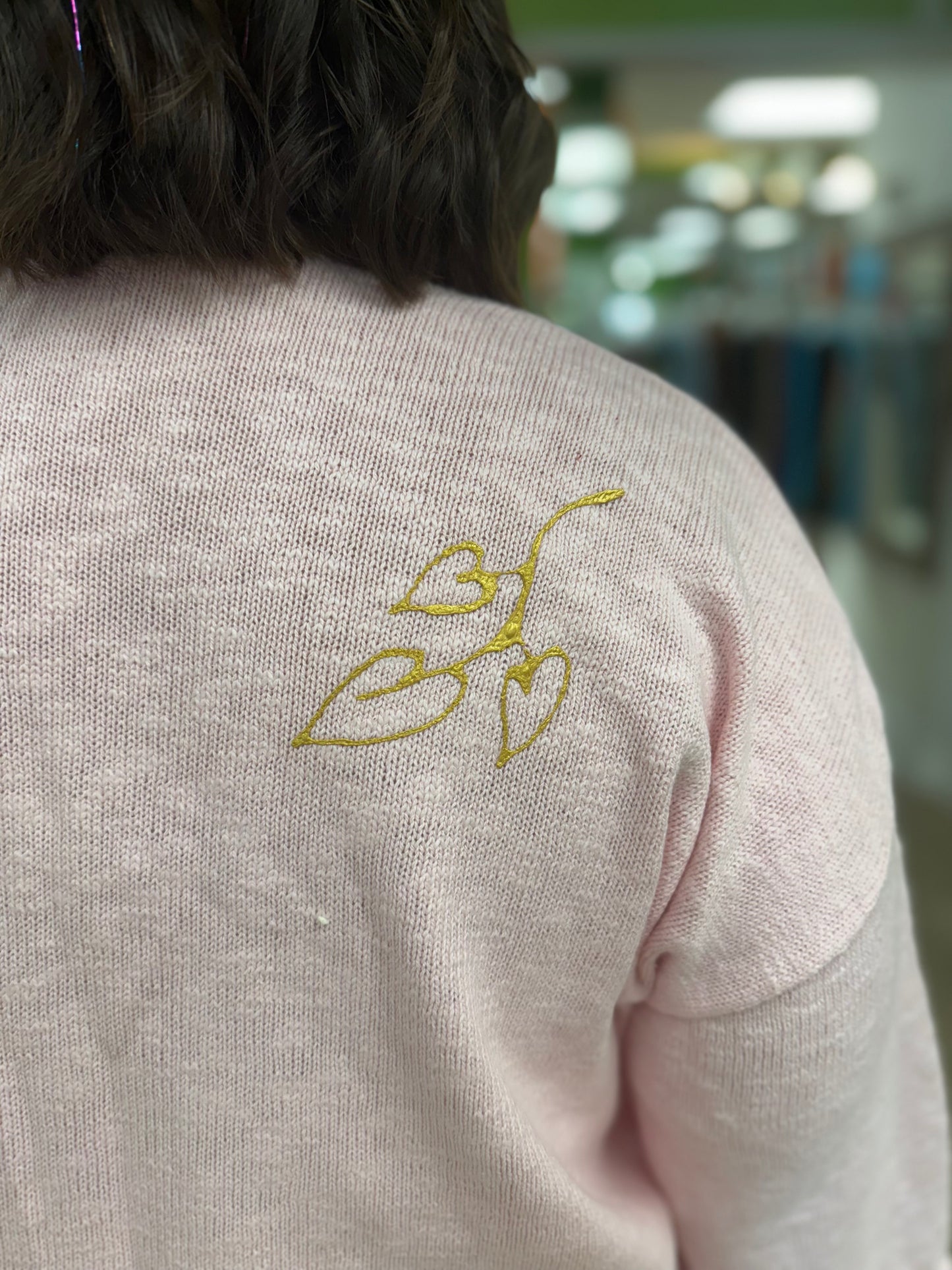 Peg Painted Pink Center Blooms Sweater