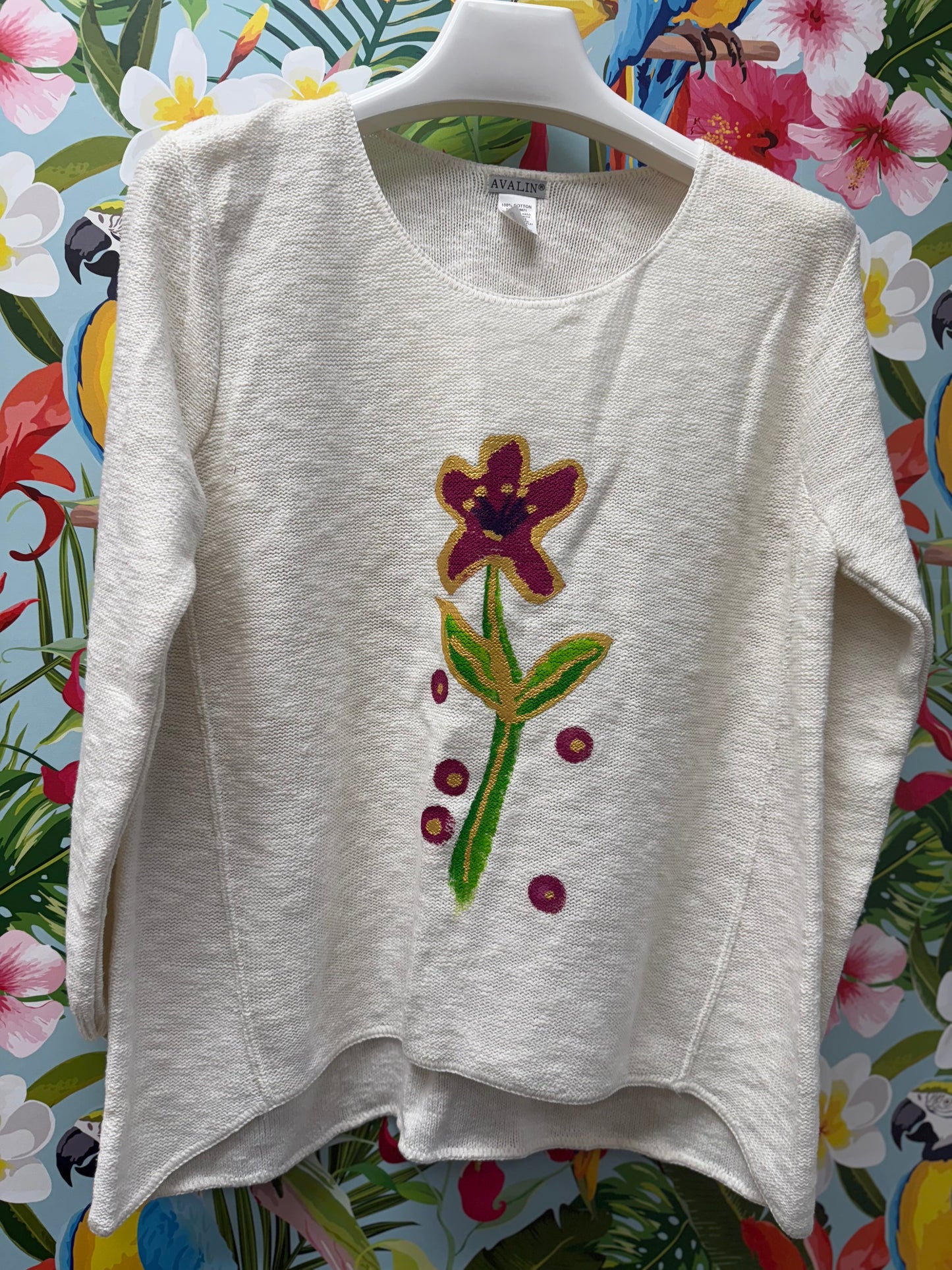 Peg Painted Magenta Center Flower Sweater