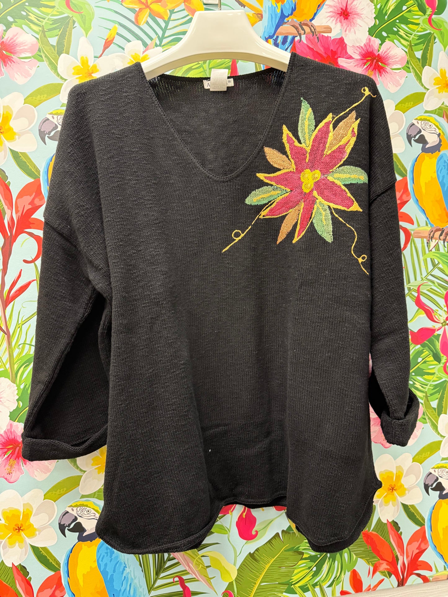 Peg Painted Poinsettia Sweater