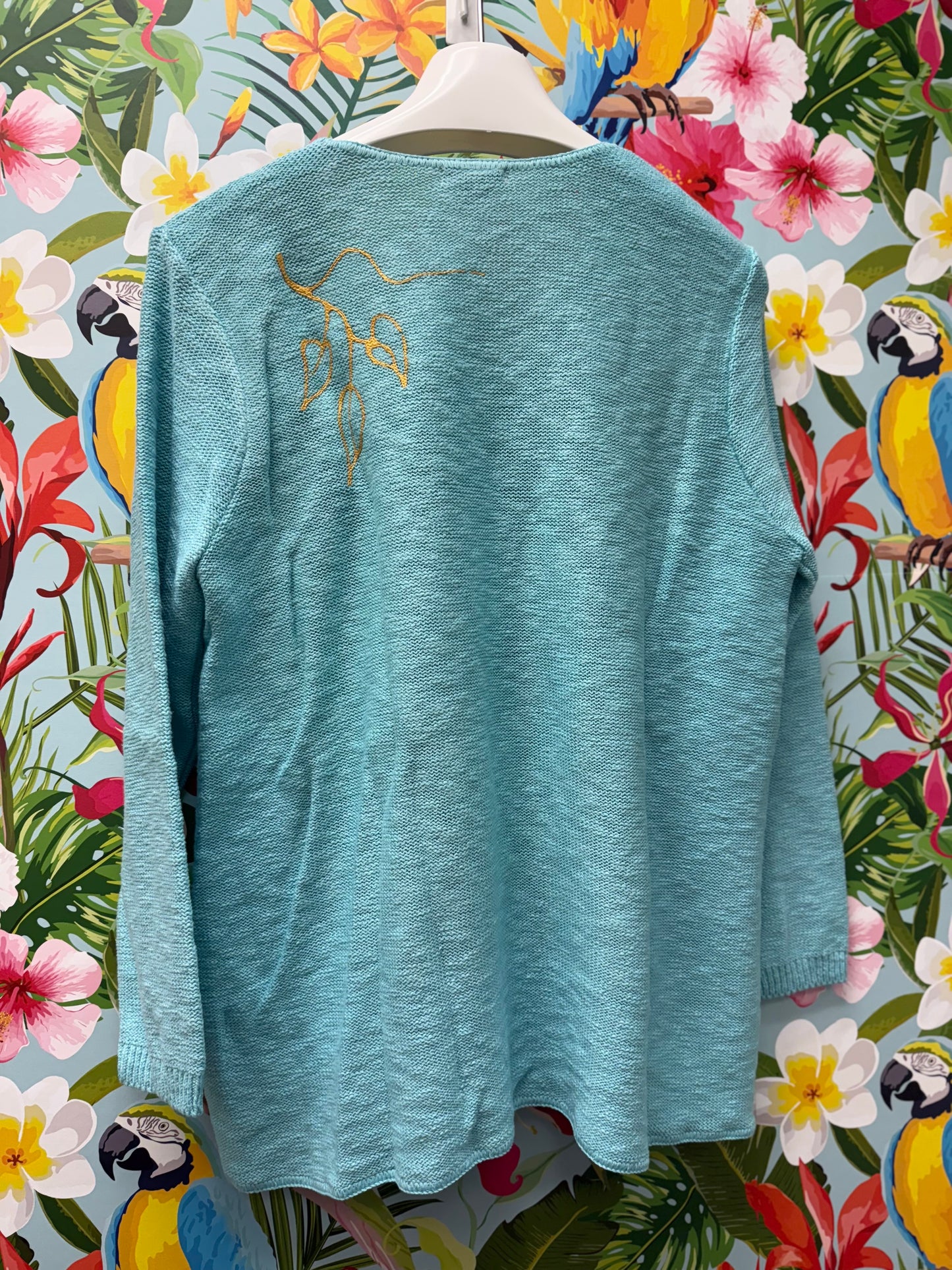 Peg Pink Solo Side Bloom Painted Sweater