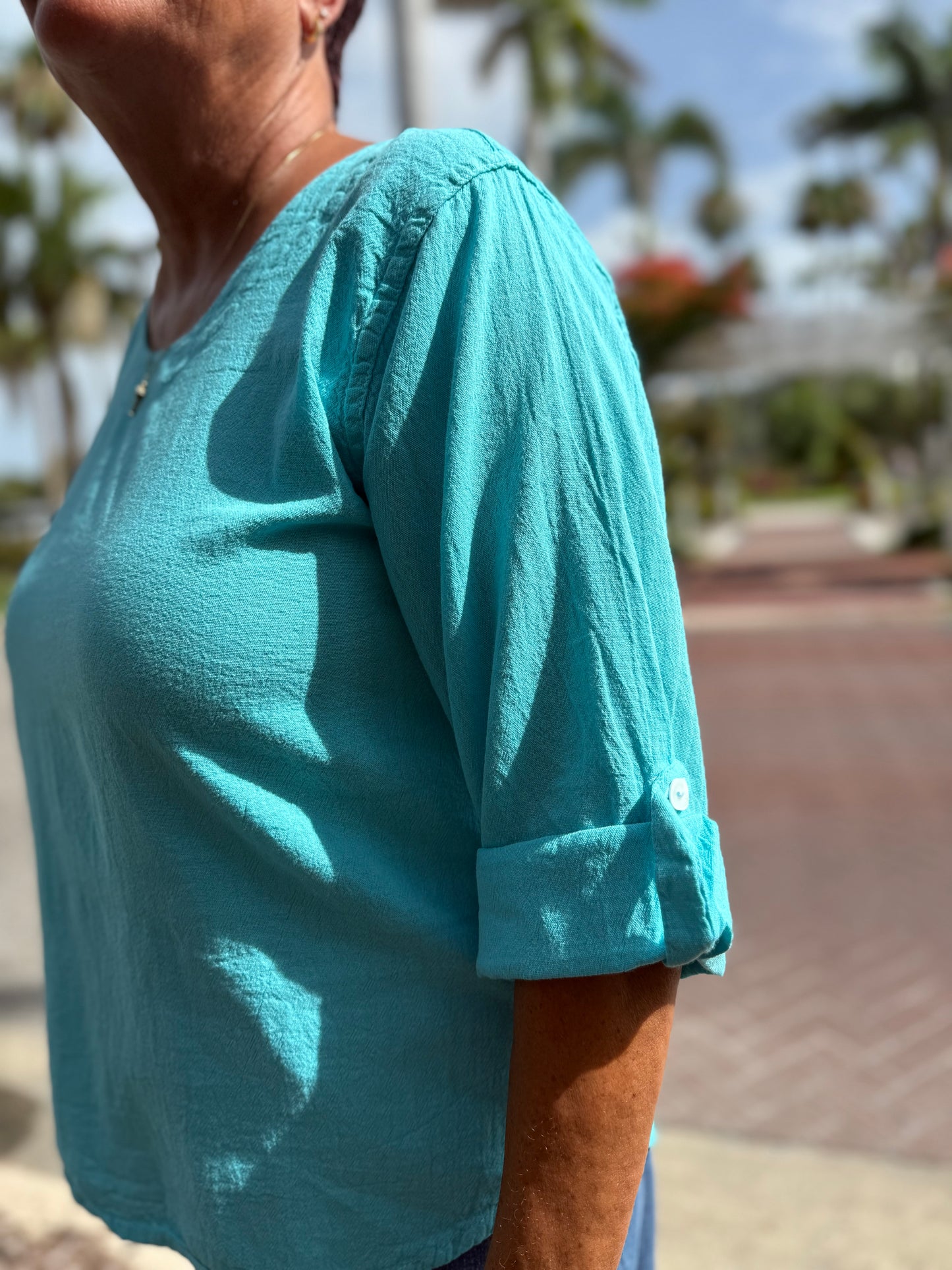 Maya Jones 1021 Roll Sleeve Top