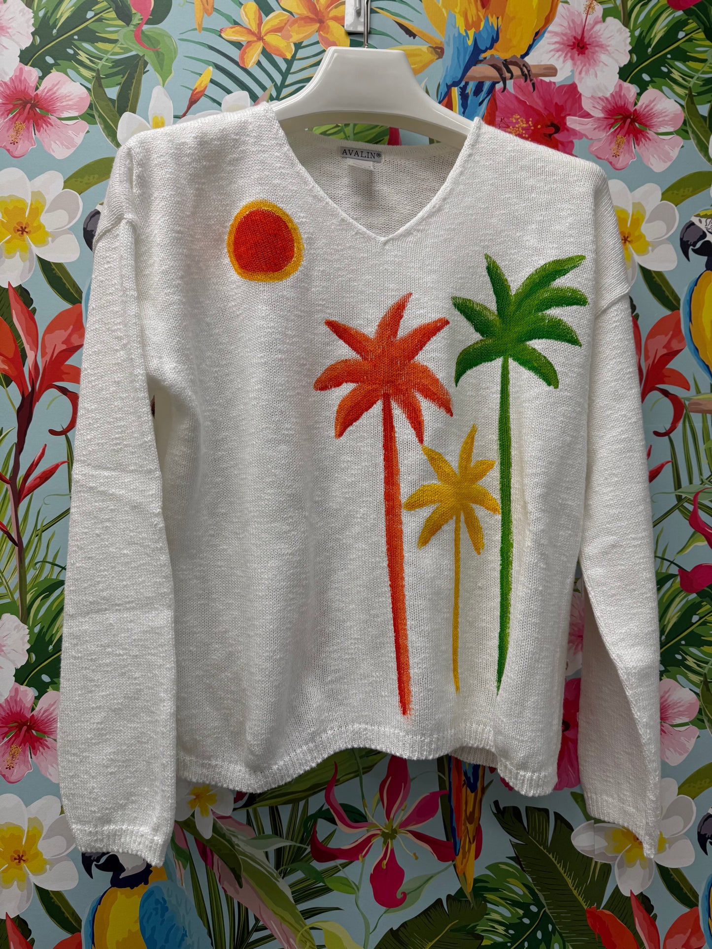 Peg Painted Sweater - Bright Palm Trio