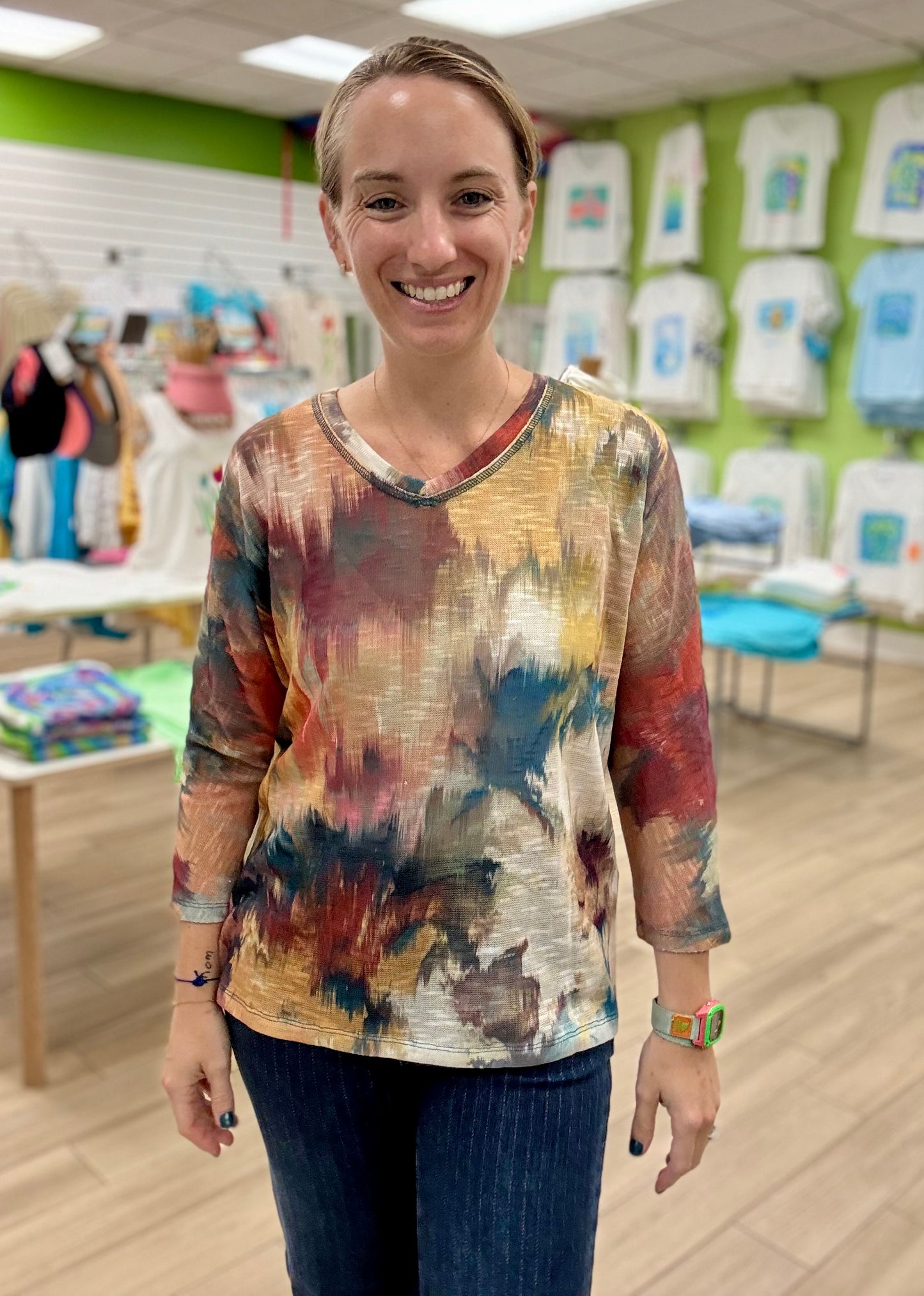 FDJ 3705955 Fall Bouquet Print Top