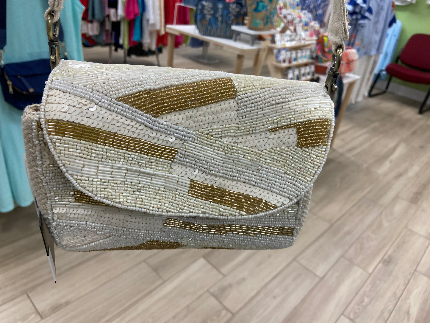 A & B Neutrals Beaded Bag
