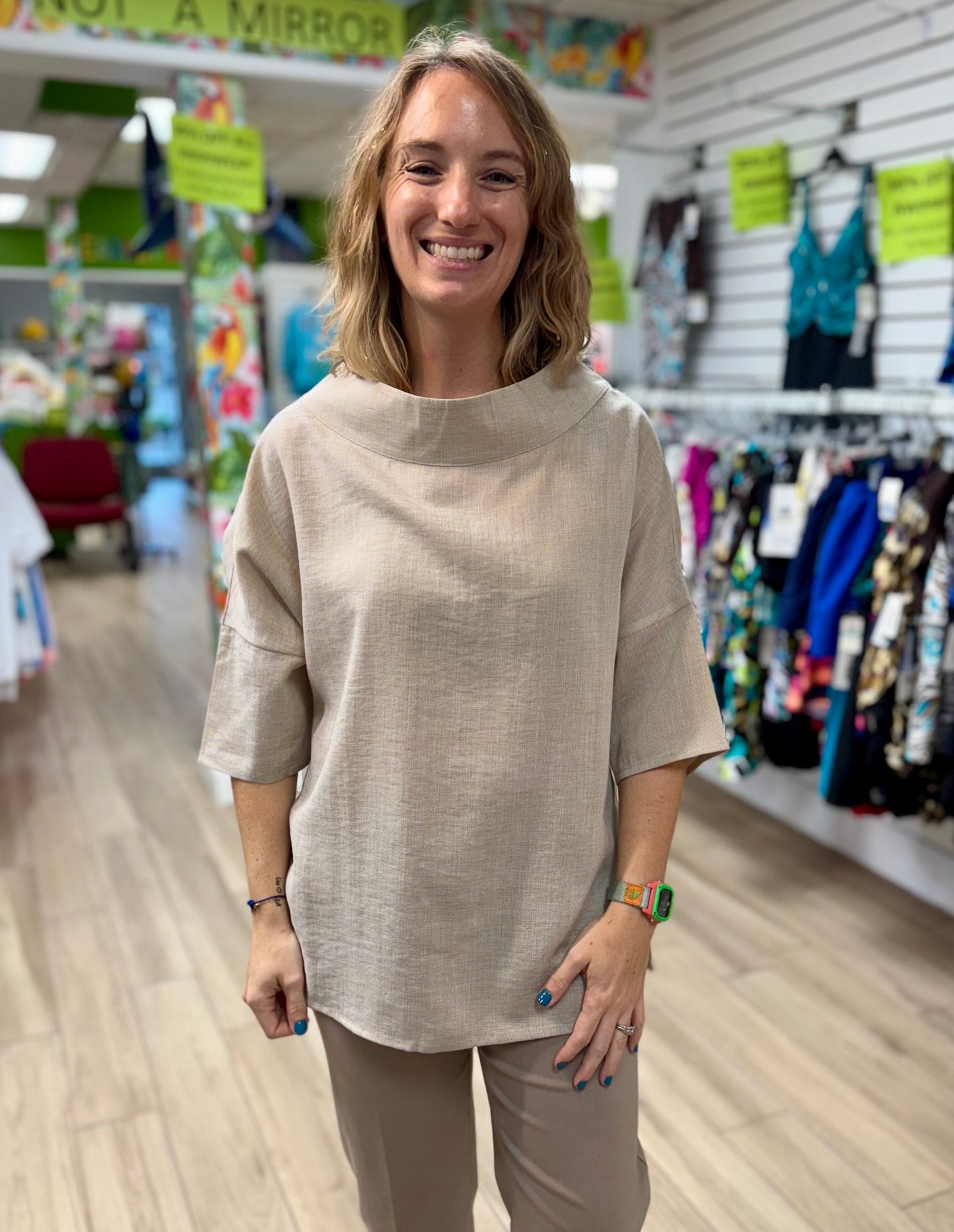 Fridaze AA374 Drop Shoulder Linen Top