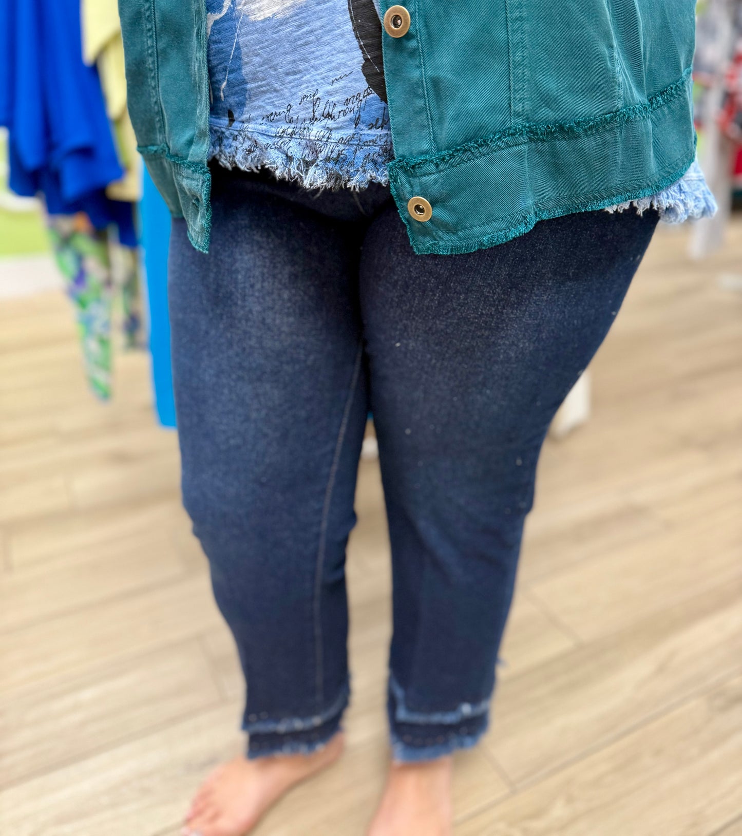 Multiples M35715PM Eyelet Fringe Jeans