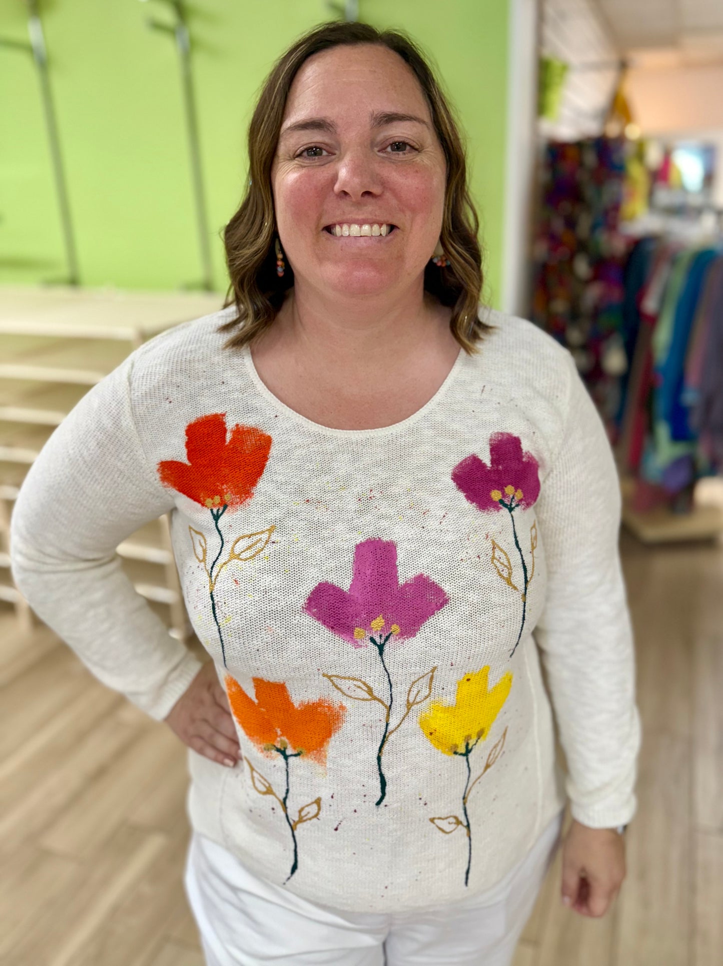 Peg Painted Splatter Garden Sweater