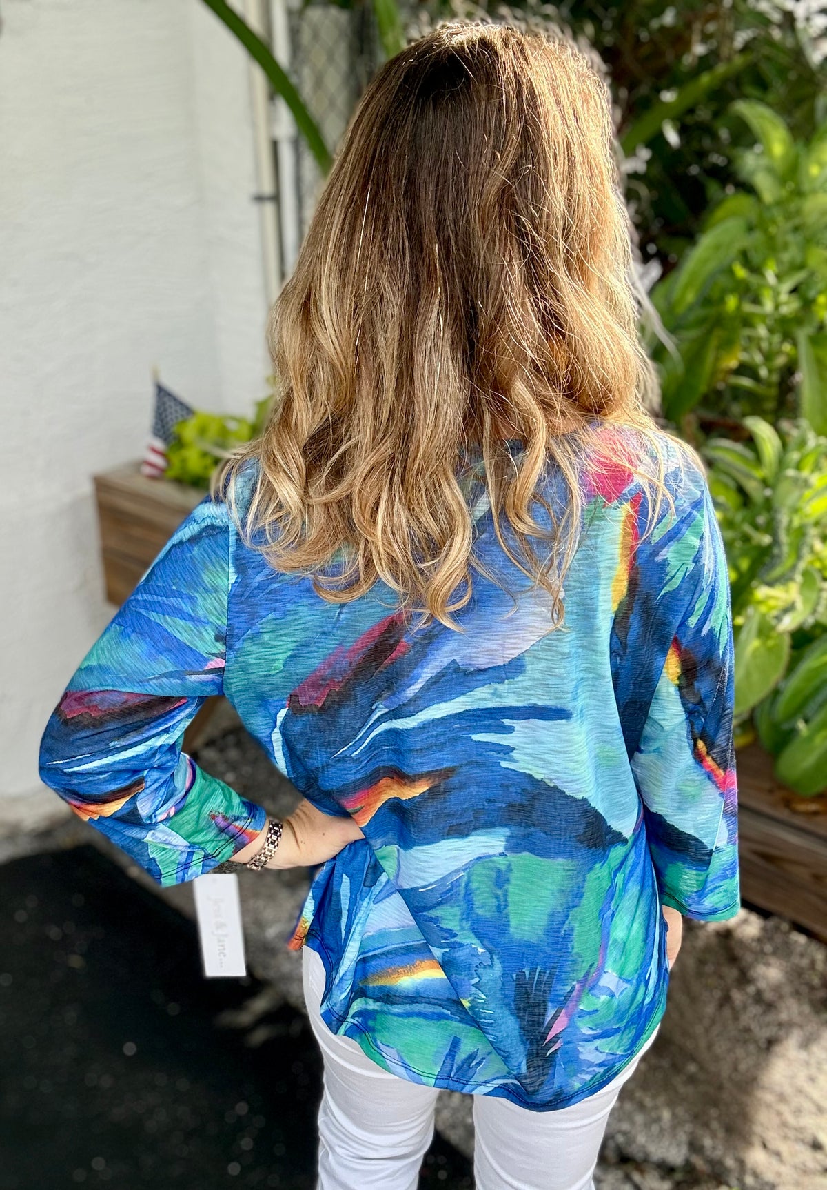 Jess & Jane Rounded Hem Print Top