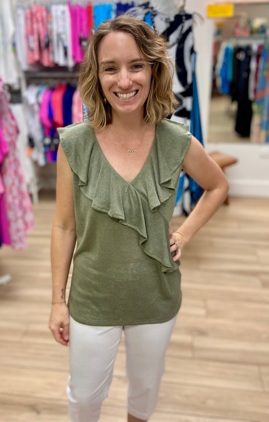 Marble 7376 Ruffle Tank Top