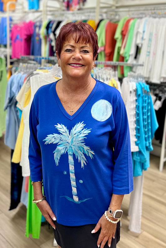 Peg Metallic Moon Palm Painted Top