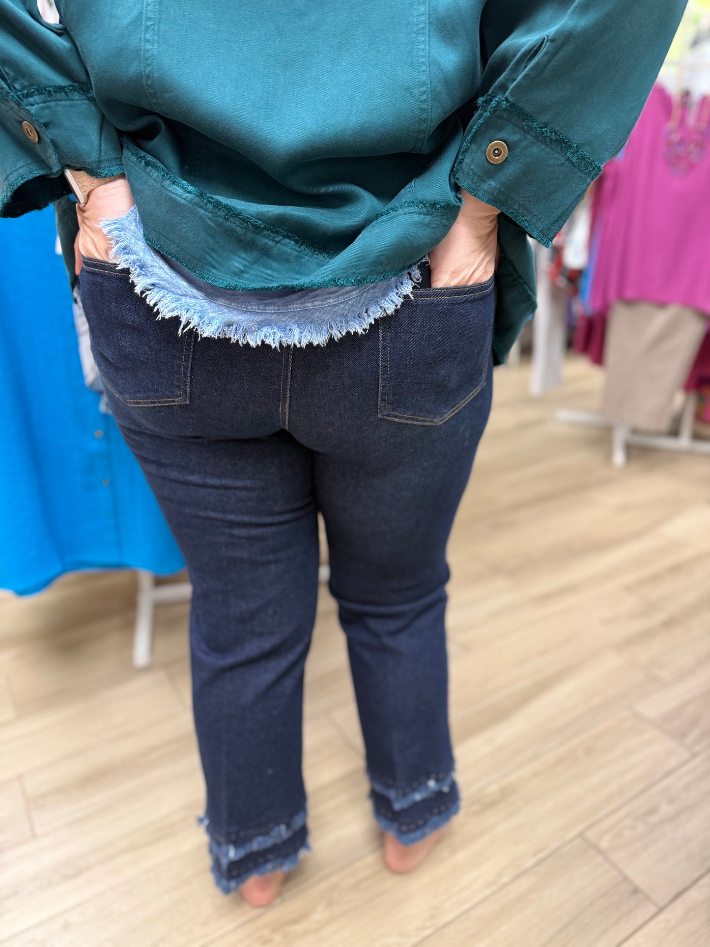 Multiples M35715PM Eyelet Fringe Jeans