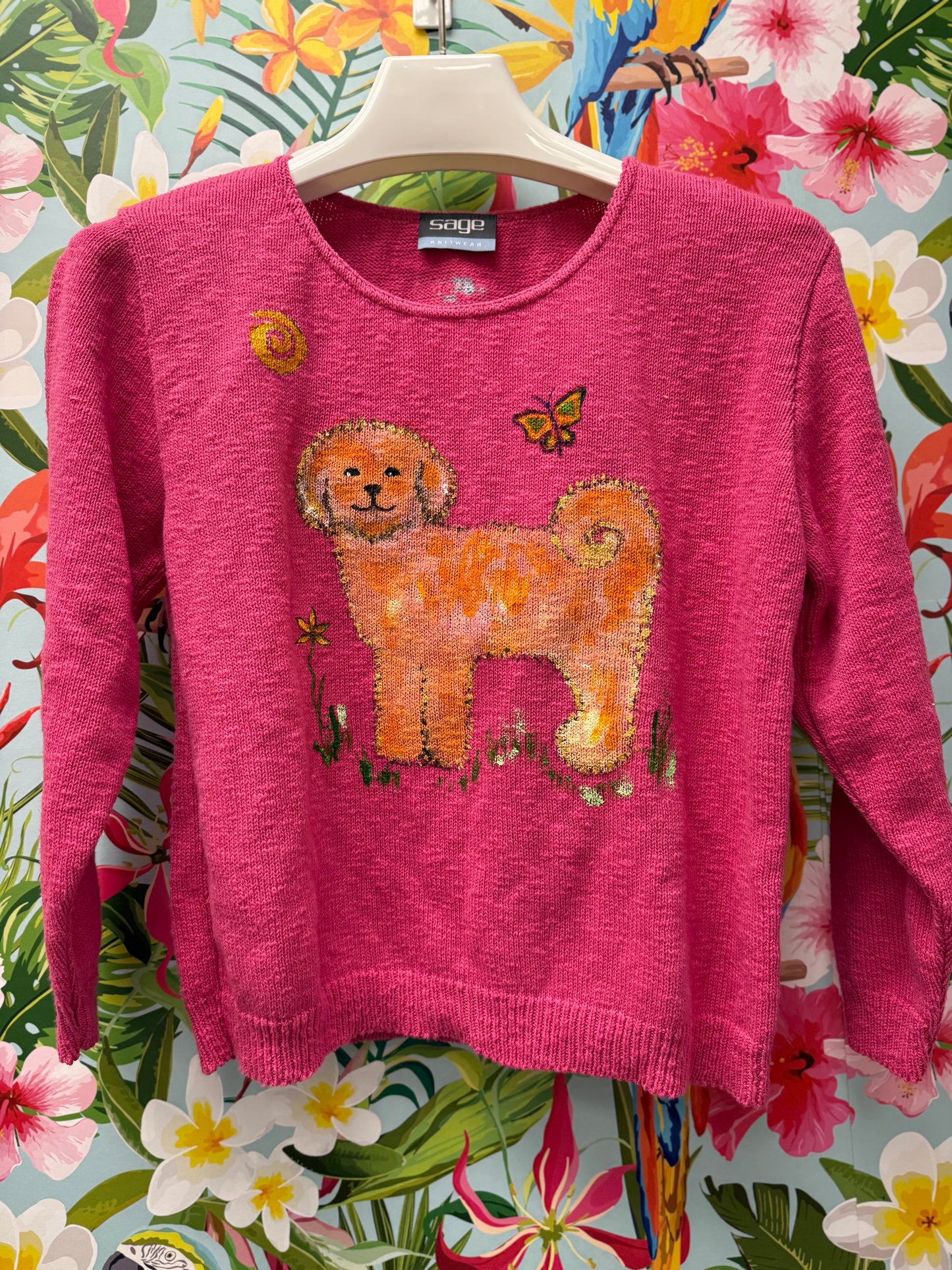 Rosamund Merrill Field of Dreams Dog Painted Sweater