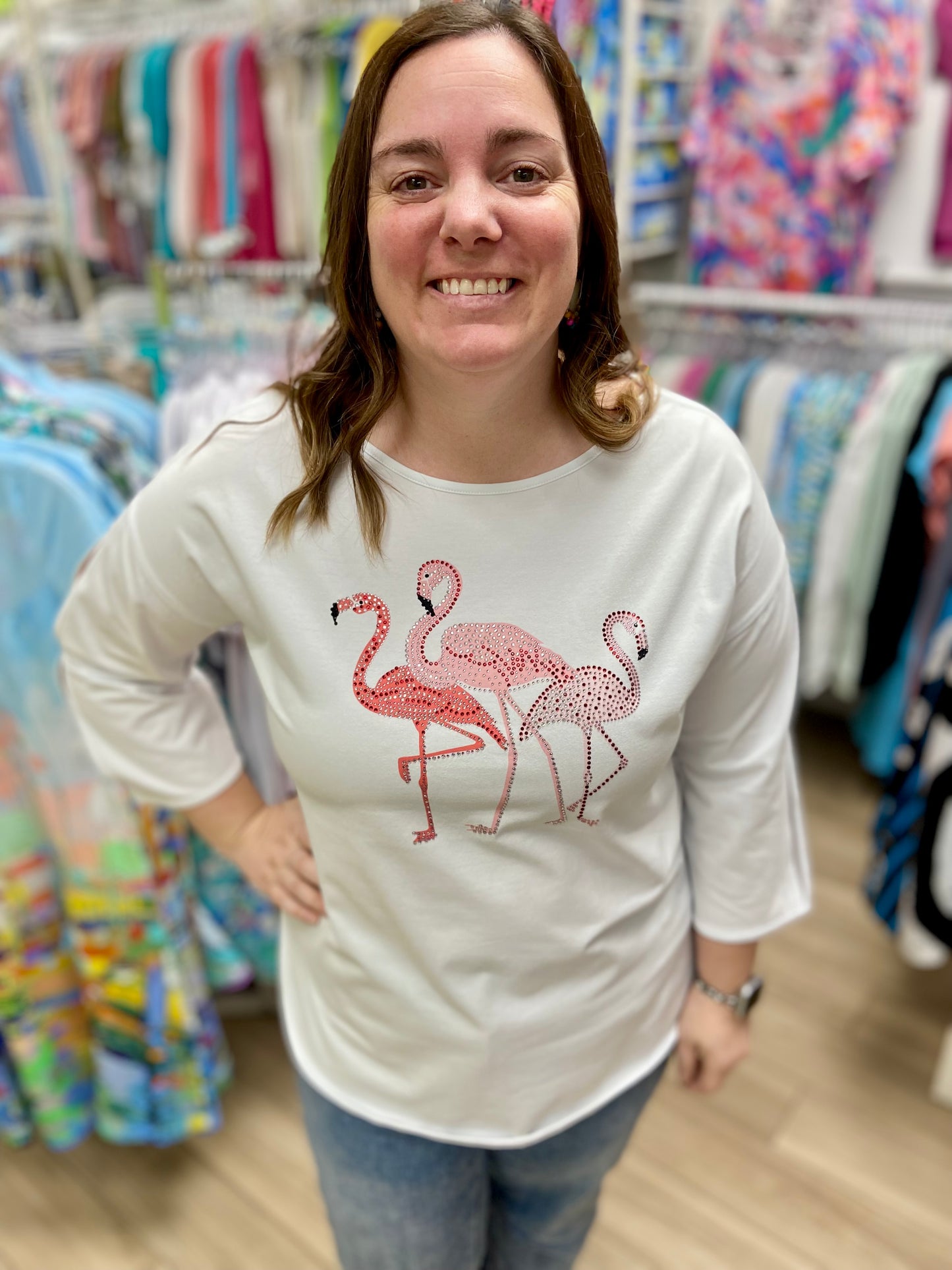 Ravel 1W2274 Fancy Flamingos Top