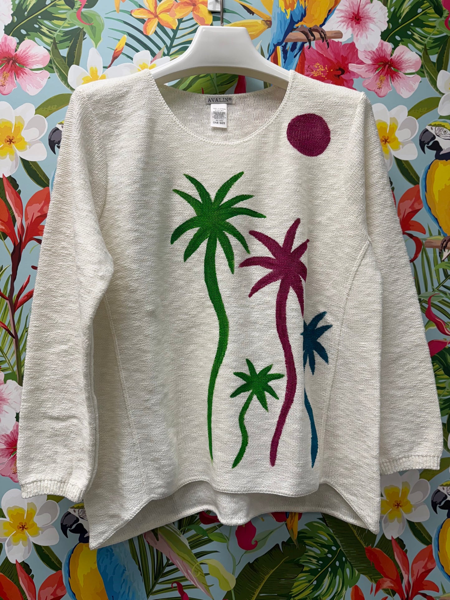 Peg Painted Sweater - Bright Palm Trio